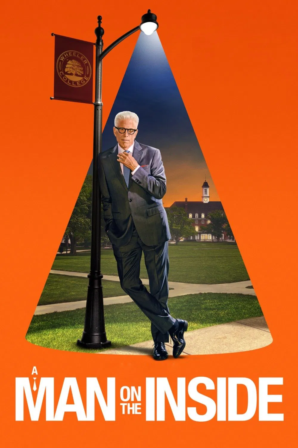 Poster chính thức của phim Phim Hài, Phim Hình Sự "Điệp Viên Lão Làng (Phần 2)" (A Man on the Inside - 2024), với sự tham gia của diễn viên Ted Danson và Mary Elizabeth Ellis.