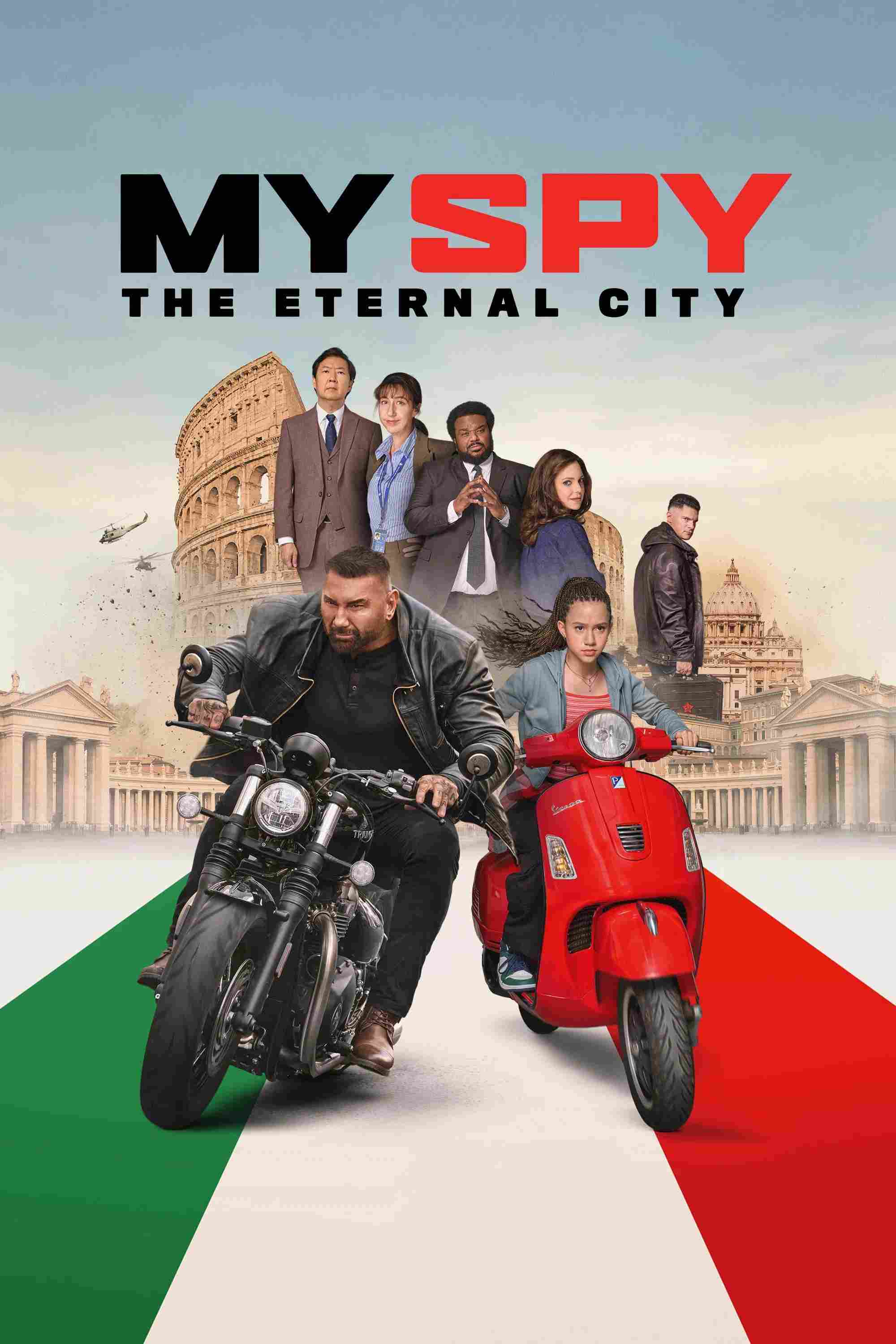 Poster chính thức của phim Phim Hành Động, Phim Hài "Điệp Viên Siêu Lầy 2" (My Spy The Eternal City - 2024), với sự tham gia của diễn viên Dave Bautista và Chloe Coleman.