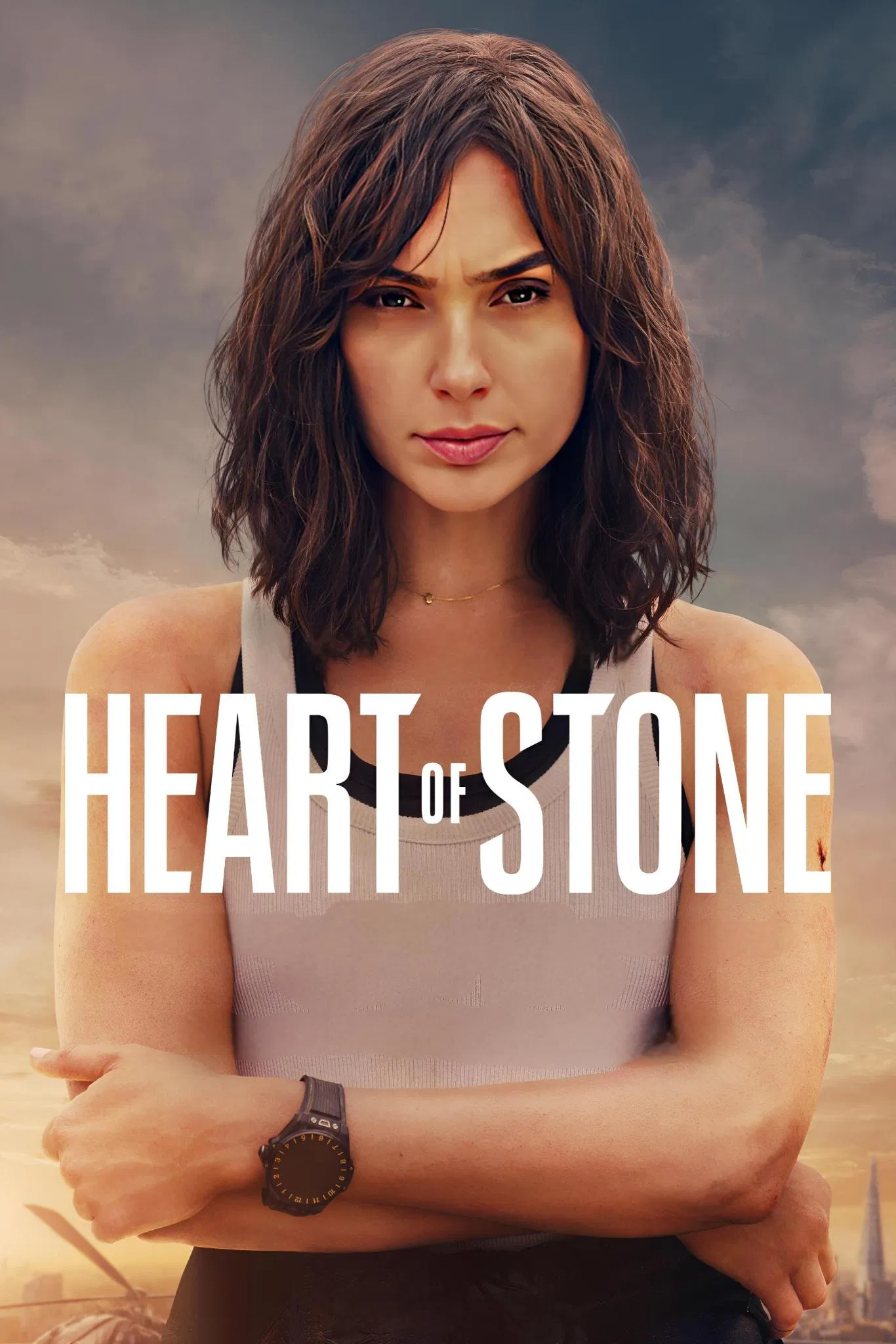 Poster chính thức của phim Phim Giật Gân, Phim Hành Động "Điệp Viên Stone" (Heart of Stone - 2023), với sự tham gia của diễn viên Gal Gadot và Jamie Dornan.