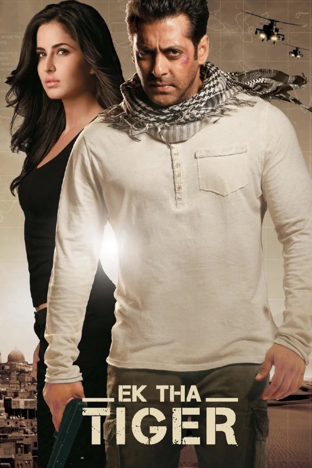 Poster chính thức của phim Phim Hành Động, Phim Phiêu Lưu "Điệp Viên Tiger" (Ek Tha Tiger - 2012), với sự tham gia của diễn viên Salman Khan và Katrina Kaif.