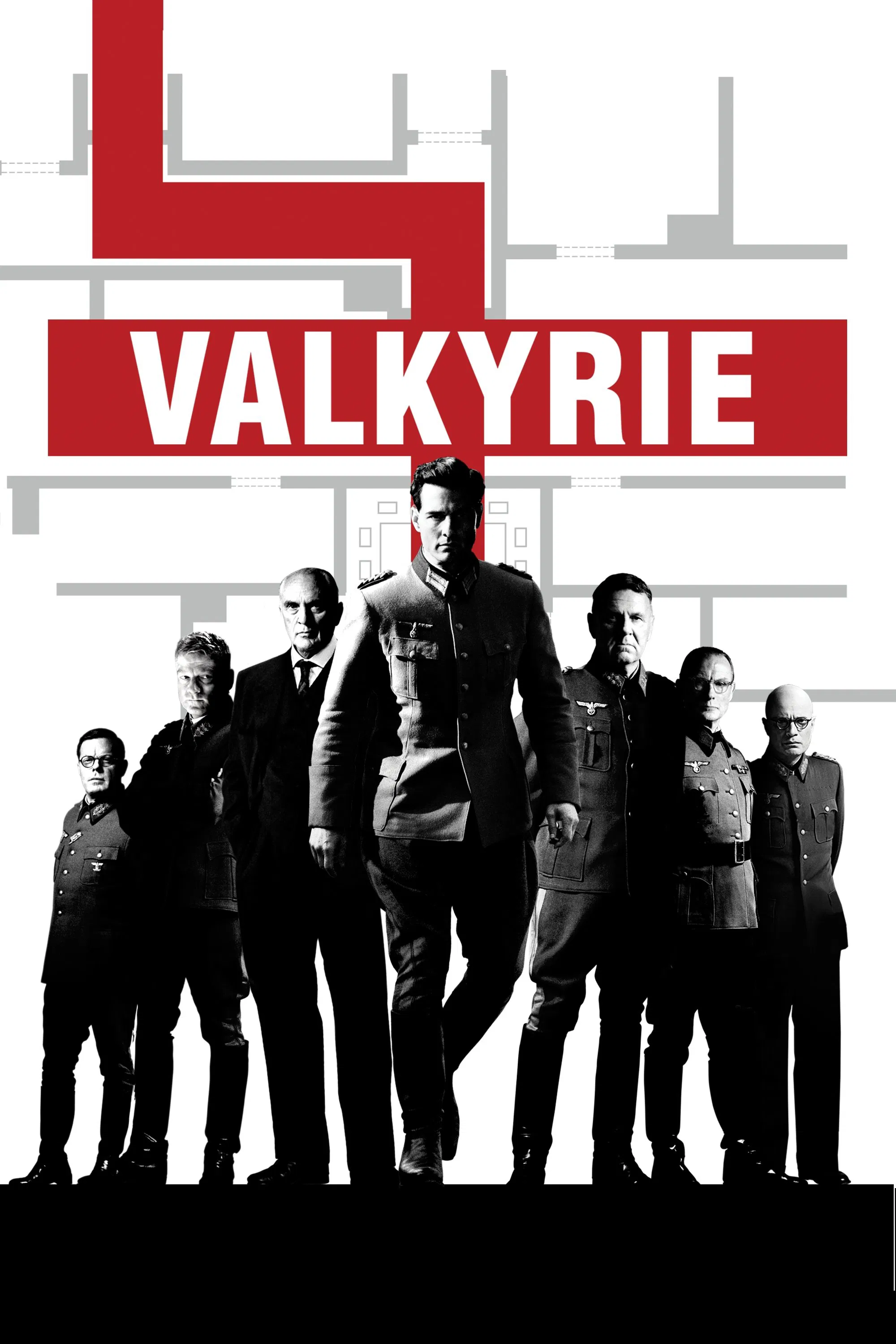 Poster chính thức của phim Phim Tâm Lý, Phim Giật Gân "Điệp Vụ Valkyrie" (Valkyrie - 2008), với sự tham gia của diễn viên Tom Cruise và Kenneth Branagh.
