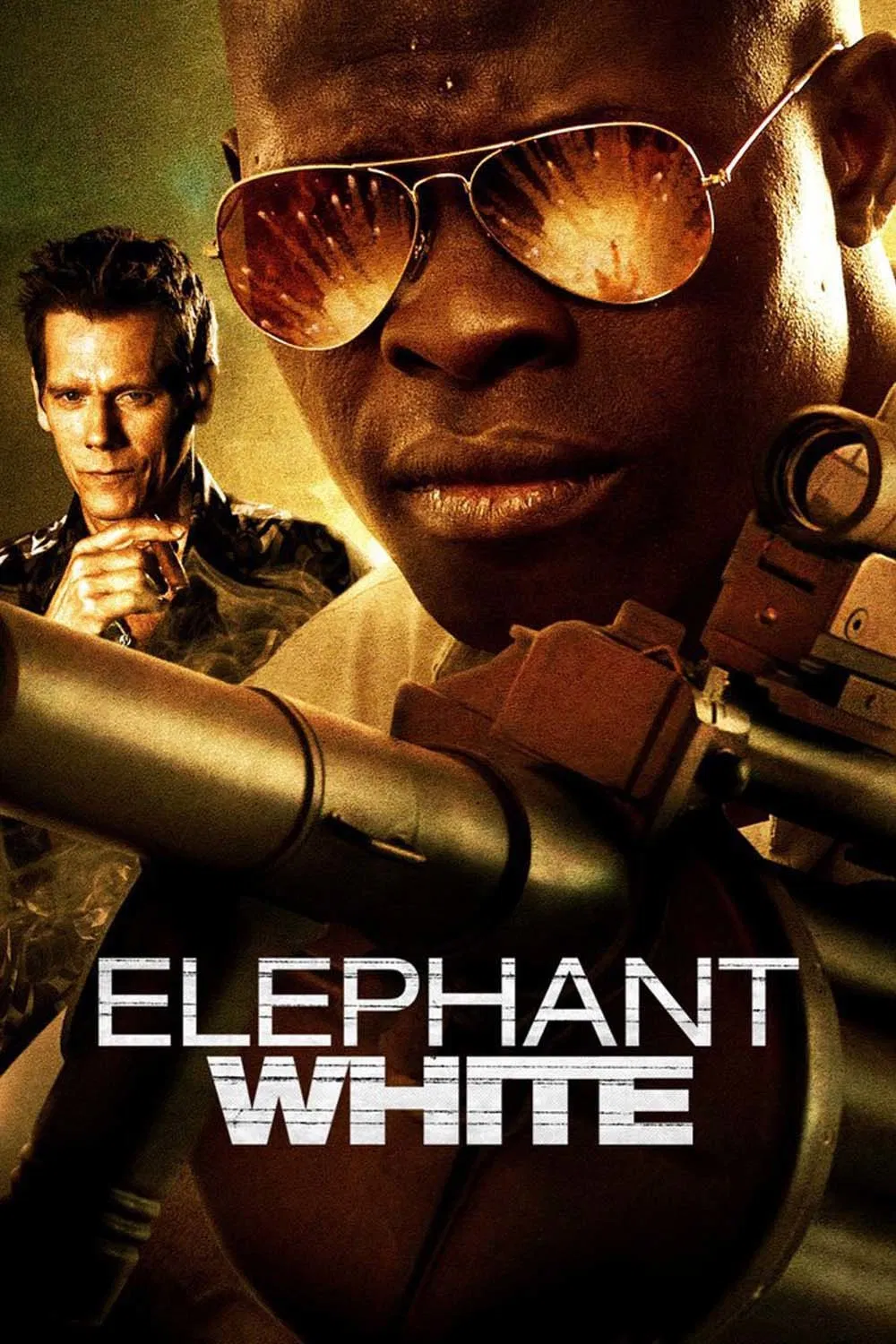 Poster chính thức của phim Phim Hành Động, Phim Giật Gân "Điệp Vụ Voi Trắng" (Elephant White - 2011), với sự tham gia của diễn viên Kevin Bacon và Djimon Hounsou.