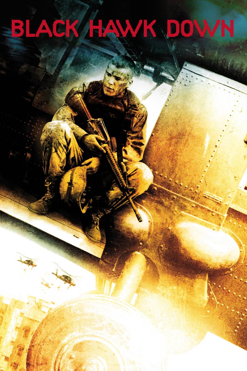 Poster chính thức của phim Phim Hành Động, Phim Chiến Tranh "Diều Hâu Gãy Cánh" (Black Hawk Down - 2001), với sự tham gia của diễn viên Josh Hartnett và Eric Bana.