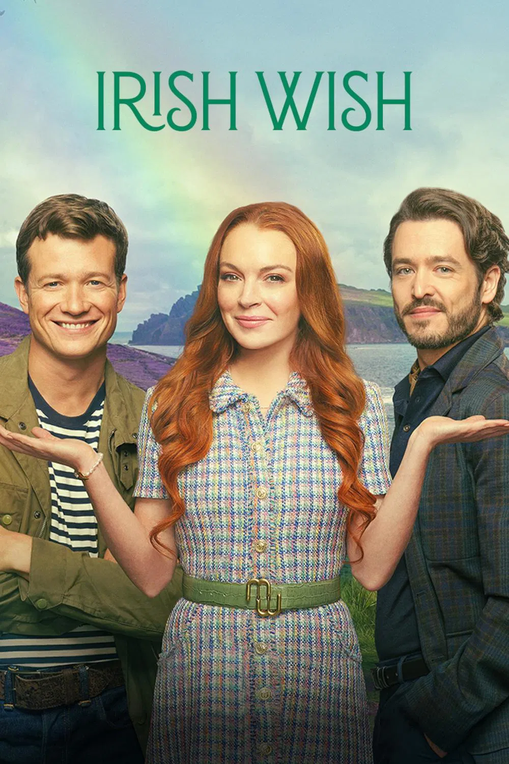 Poster chính thức của phim Phim Tình Cảm, Phim Hài "Điều Ước Ireland" (Irish Wish - 2024), với sự tham gia của diễn viên Lindsay Lohan và Ed Speleers.