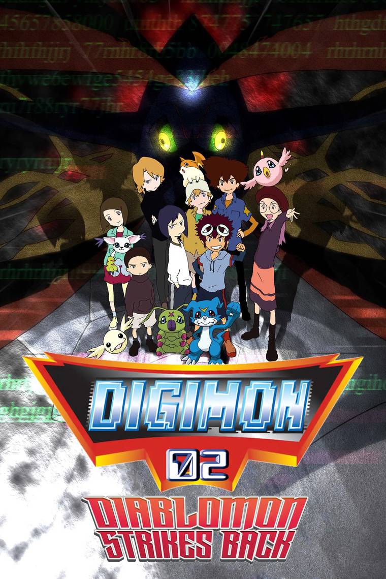 Poster chính thức của phim Phim Phiêu Lưu, Phim Hoạt Hình "Digimon Adventure 02: Diaboromon Báo Thù" (Digimon Adventure 02: Revenge of Diaboromon - 2001), với sự tham gia của diễn viên Reiko Kiuchi và Junko Noda.