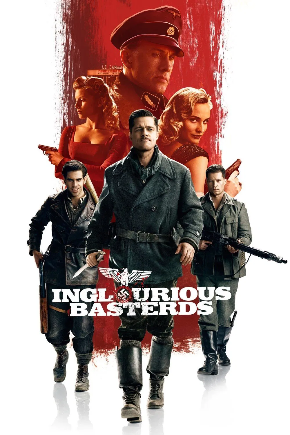 Poster chính thức của phim Phim Tâm Lý, Phim Giật Gân "Định Mệnh" (Inglourious Basterds - 2009), với sự tham gia của diễn viên Brad Pitt và Mélanie Laurent.