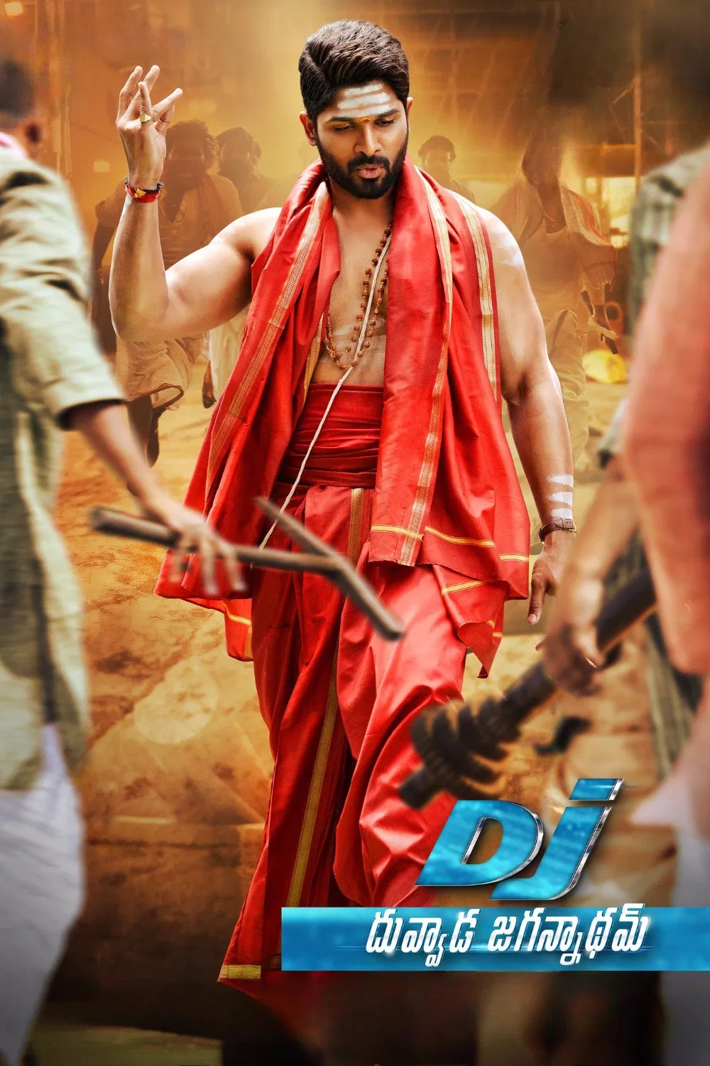 Poster chính thức của phim Phim Hành Động, Phim Hài "DJ: Hiệp Sĩ Thần Thánh" (DJ: Duvvada Jagannadham - 2017), với sự tham gia của diễn viên Allu Arjun và Pooja Hegde.