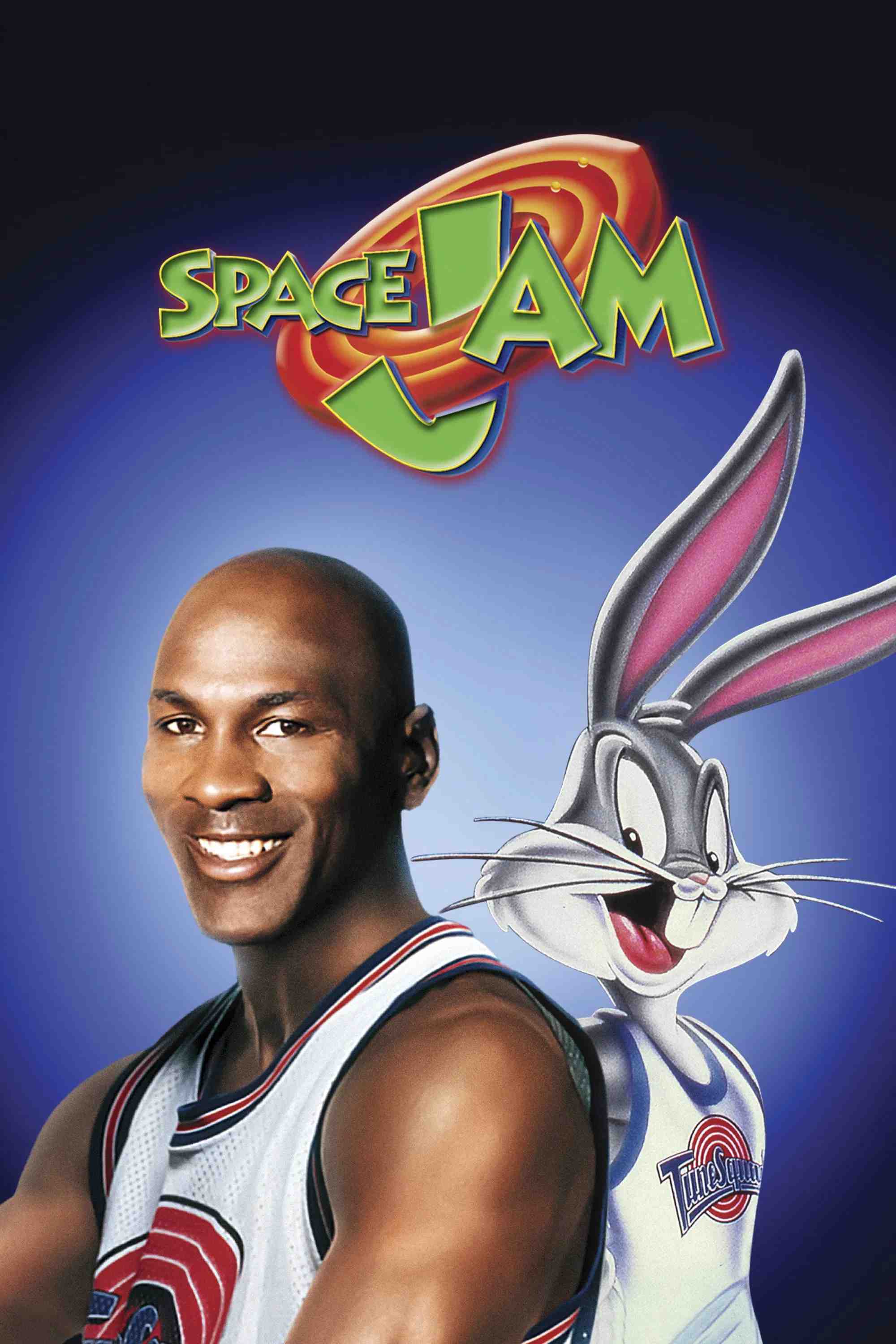 Poster chính thức của phim Phim Hài, Phim Hoạt Hình "Đội Bóng Rổ Vui Nhộn" (Space Jam - 1996), với sự tham gia của diễn viên Michael Jordan và Wayne Knight.
