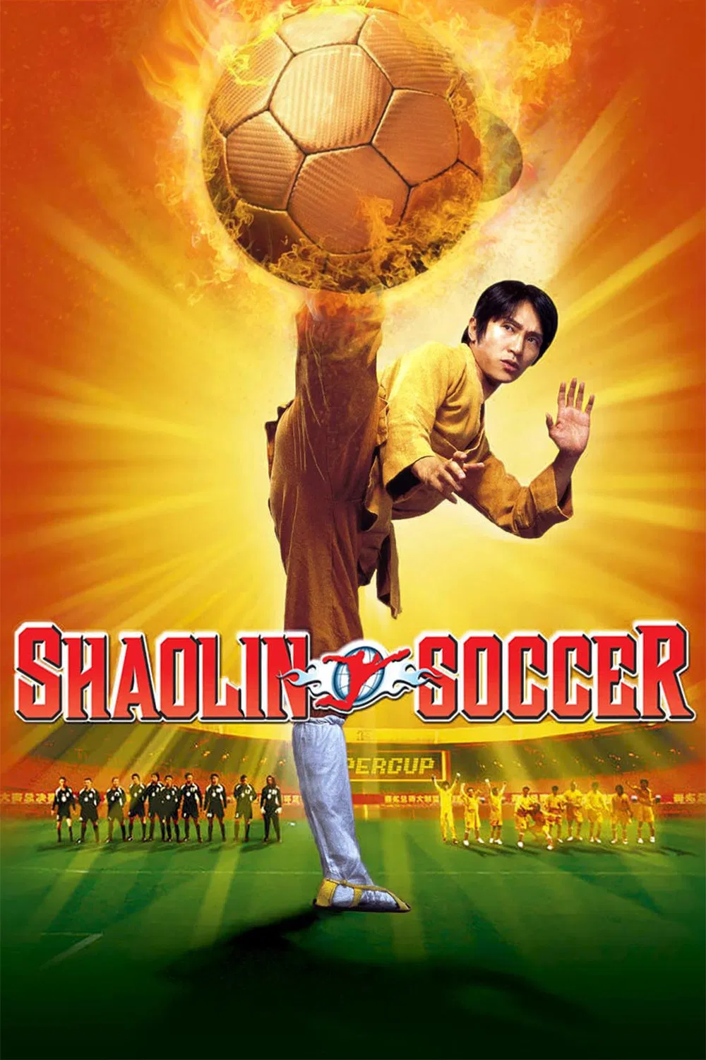 Poster chính thức của phim Phim Hành Động, Phim Hài "Đội Bóng Thiếu Lâm" (Shaolin Soccer - 2001), với sự tham gia của diễn viên Châu Tinh Trì và Ngô Mạnh Đạt.