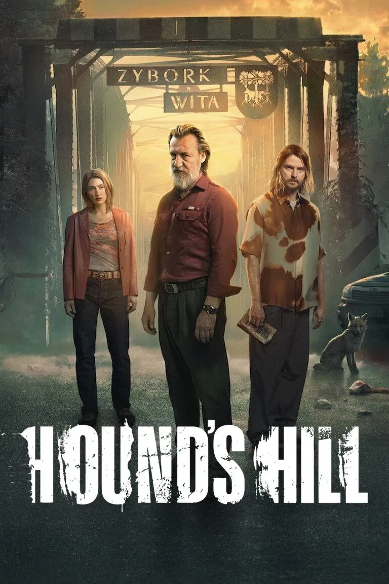 Poster chính thức của phim Phim Bí Ẩn, Phim Hình Sự "Đồi Chó Săn" (Hound's Hill - 2025), với sự tham gia của diễn viên Jaśmina Polak và Mateusz Kościukiewicz.