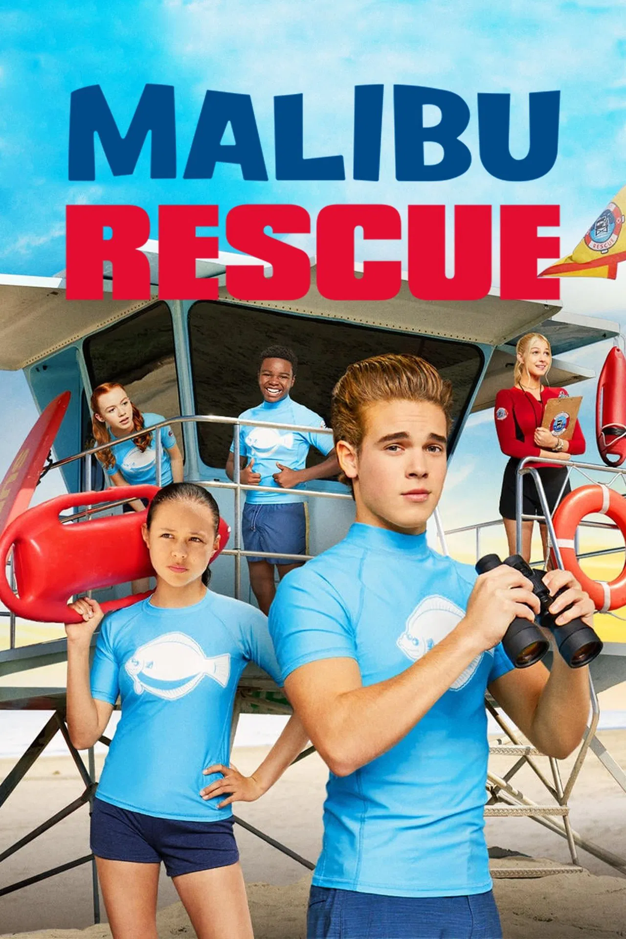 Poster chính thức của phim Phim Hành Động, Phim Hài "Đội Cứu Hộ Malibu" (Malibu Rescue - 2019), với sự tham gia của diễn viên Ricardo Hurtado và Breanna Yde.
