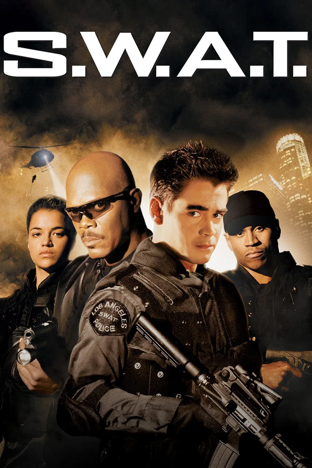 Poster chính thức của phim Phim Hành Động, Phim Giật Gân "Đội Đặc Nhiệm S.W.A.T." (S.W.A.T. - 2003), với sự tham gia của diễn viên Samuel L. Jackson và Colin Farrell.