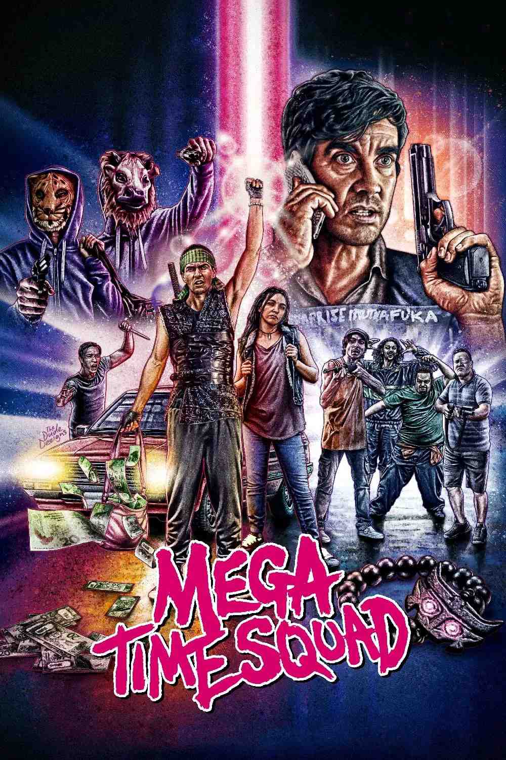 Poster chính thức của phim Phim Hài, Phim Viễn Tưởng "Đội Hình Vượt Thời Gian" (Mega Time Squad - 2018), với sự tham gia của diễn viên Jonny Brugh và Anton Tennet.