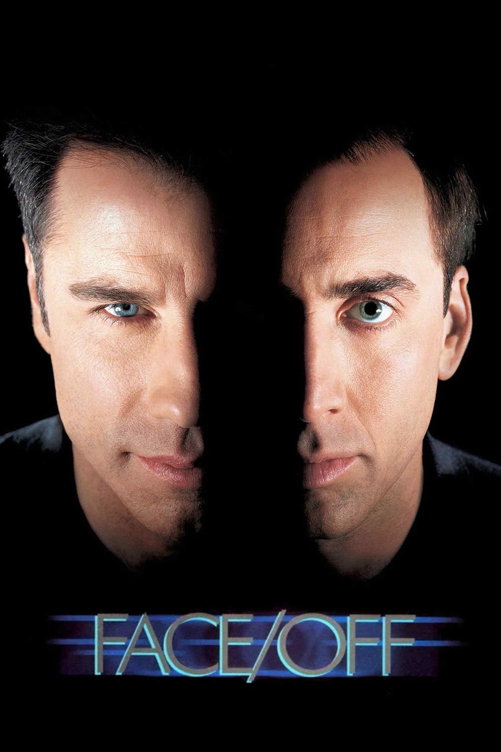 Poster chính thức của phim Phim Hành Động, Phim Hình Sự "Đổi Mặt" (Face/Off - 1997), với sự tham gia của diễn viên John Travolta và Nicolas Cage.