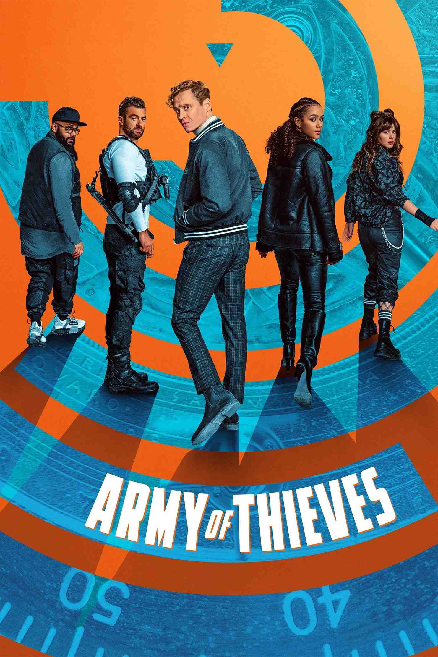 Poster chính thức của phim Phim Hành Động, Phim Hình Sự "Đội Quân Đạo Tặc" (Army of Thieves - 2021), với sự tham gia của diễn viên Matthias Schweighöfer và Nathalie Emmanuel.