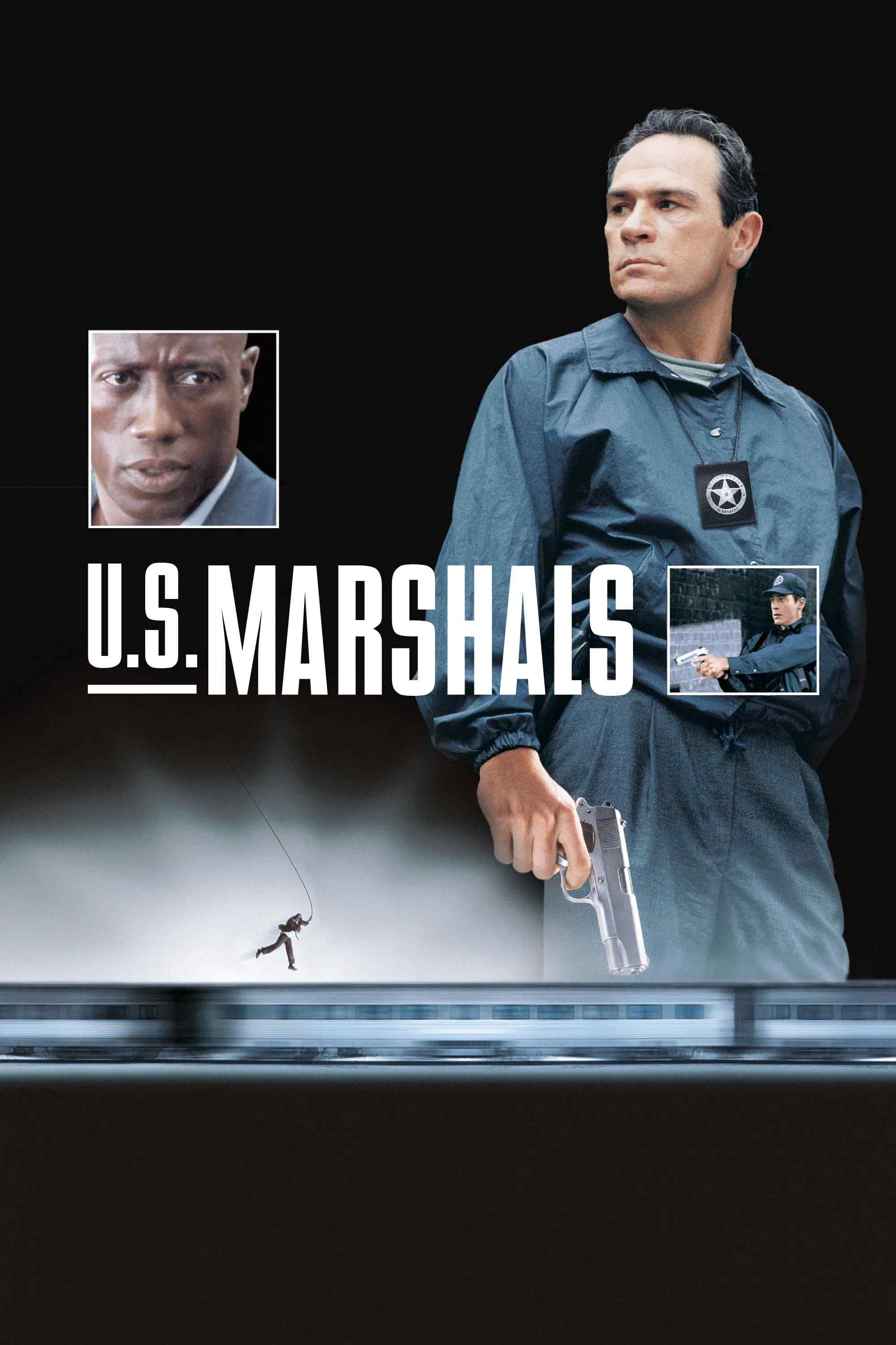 Poster chính thức của phim Phim Giật Gân, Phim Hình Sự "Đội Tầm Nã Hoa Kỳ" (U.S. Marshals - 1998), với sự tham gia của diễn viên Tommy Lee Jones và Wesley Snipes.
