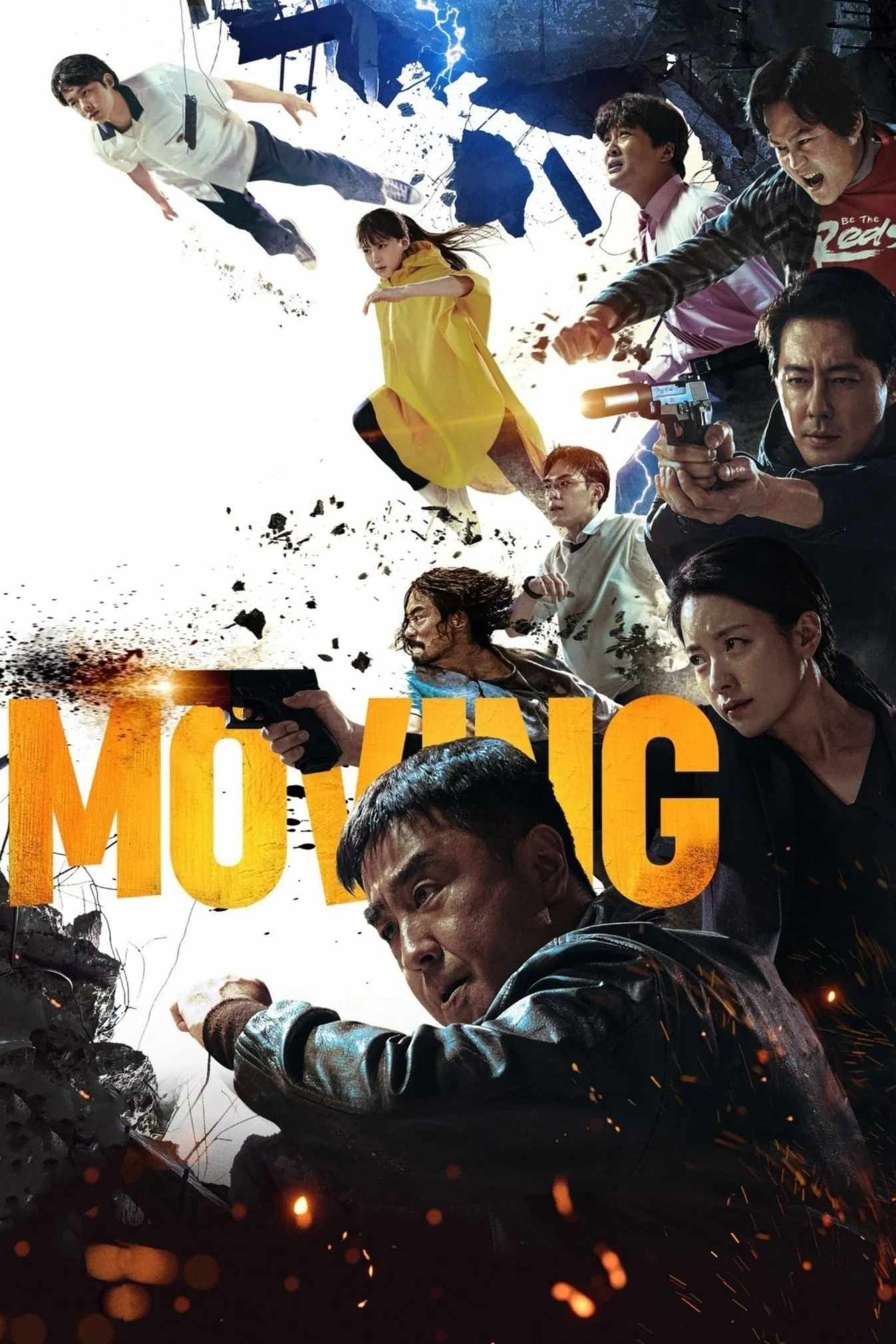 Poster chính thức của phim Phim Bí Ẩn, Phim Tâm Lý "Đội Thiếu Niên Siêu Đẳng" (Moving - 2023), với sự tham gia của diễn viên Ryu Seung-ryong và Han Hyo-joo.
