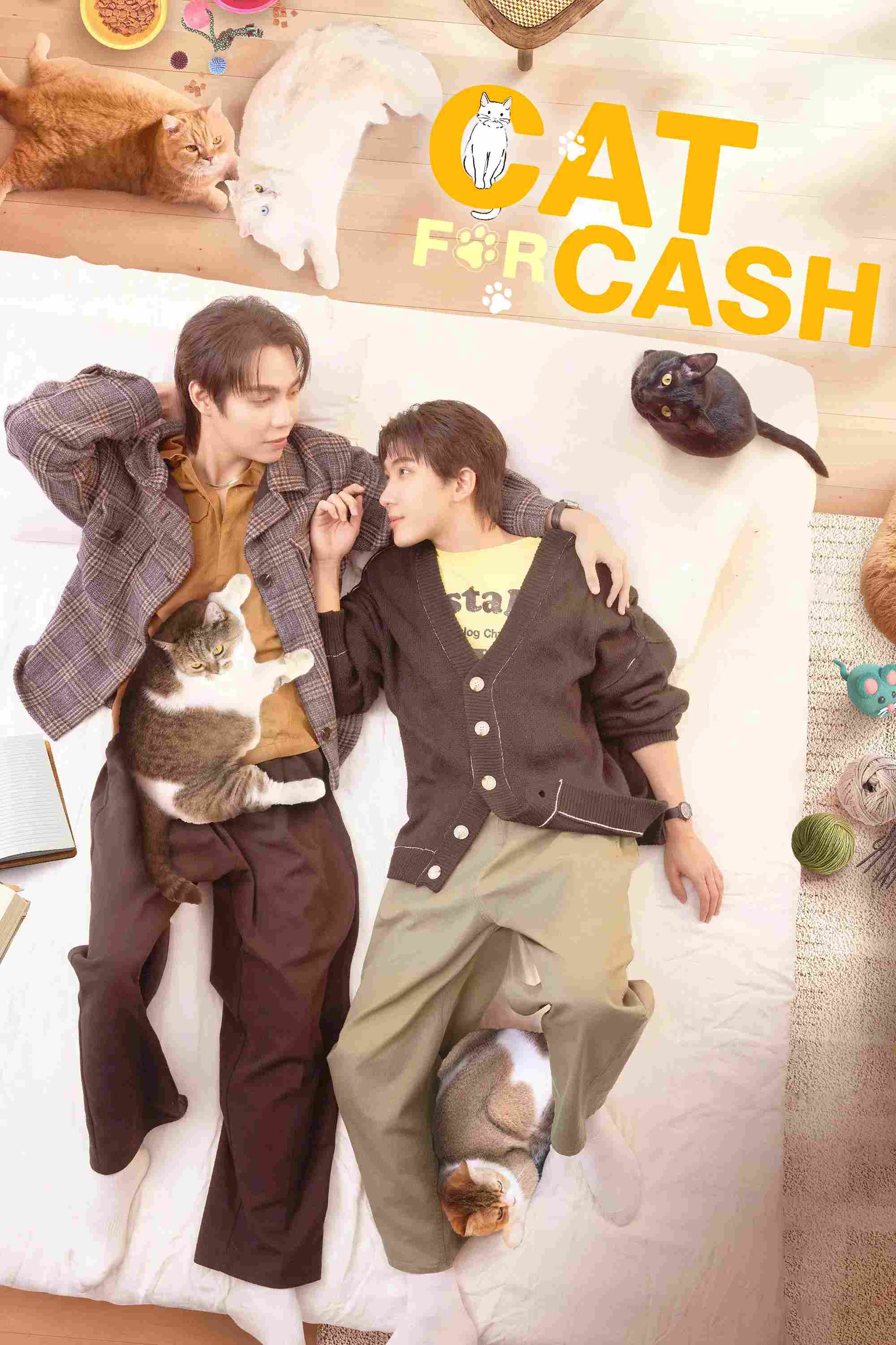 Poster chính thức của phim Phim Tâm Lý, Phim Hài "Đổi Tình Lấy Mèo" (Cat for Cash - 2026), với sự tham gia của diễn viên Kanaphan Puitrakul và Thanawat Ratanakitpaisan.