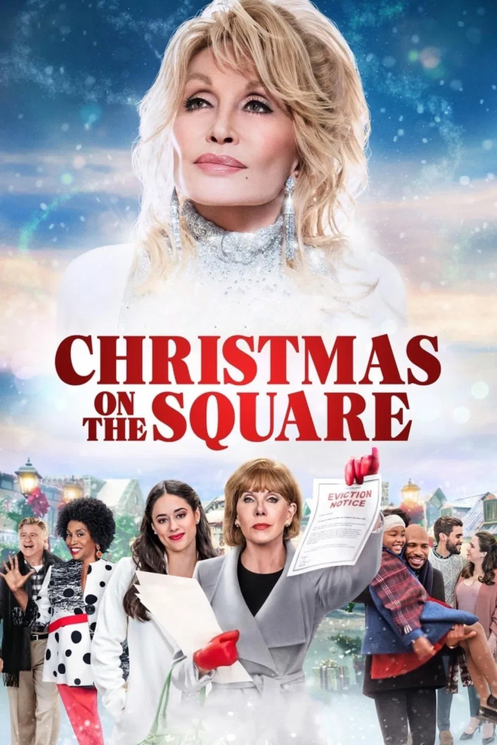 Poster chính thức của phim Phim Hài, Phim Ca Nhạc "Dolly Parton: Giáng Sinh Trên Quảng Trường" (Dolly Parton's Christmas on the Square - 2020), với sự tham gia của diễn viên Dolly Parton và Christine Baranski.