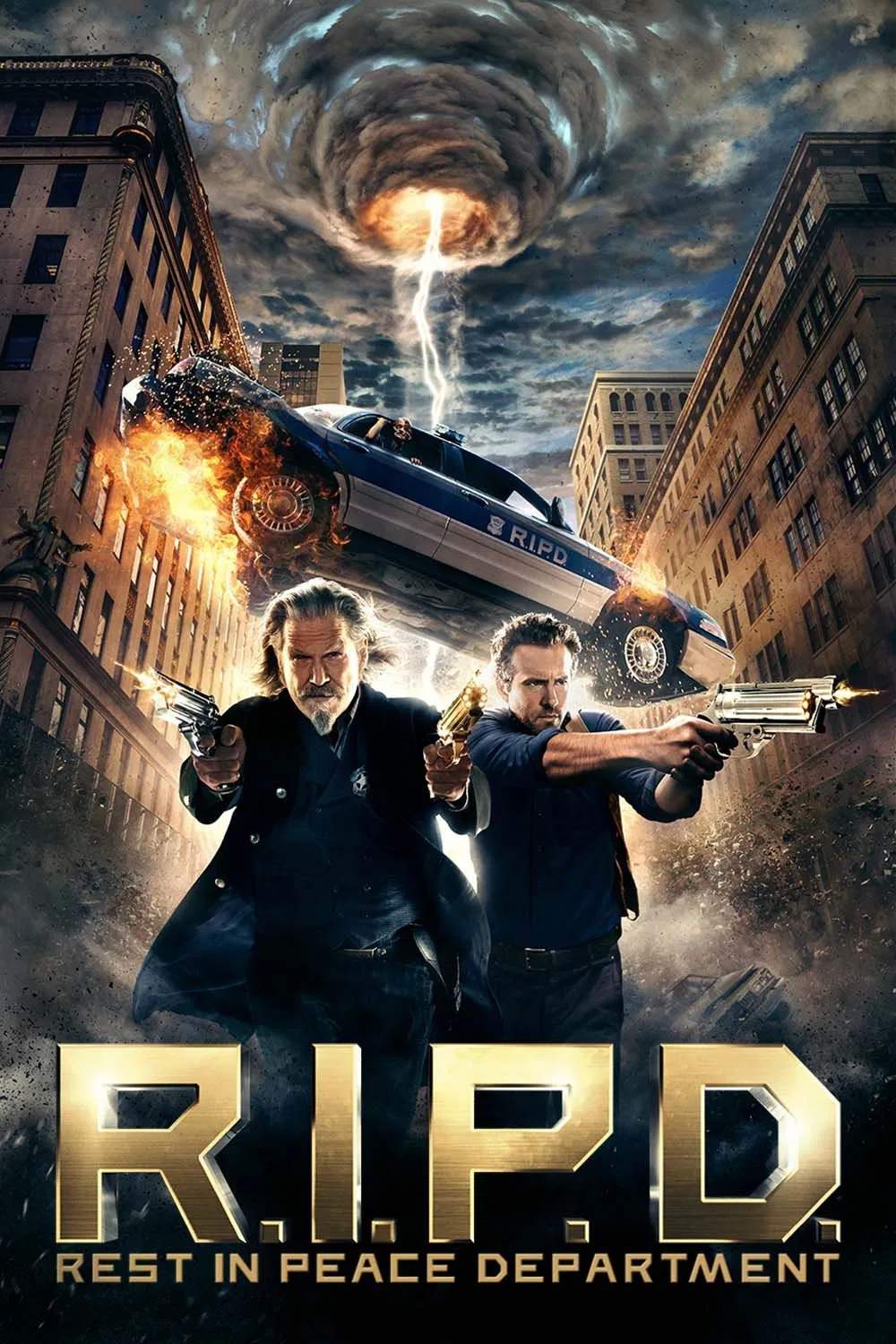Poster chính thức của phim Phim Giả Tượng, Phim Hành Động "Đồn Cảnh Sát Ma" (R.I.P.D. - 2013), với sự tham gia của diễn viên Jeff Bridges và Ryan Reynolds.