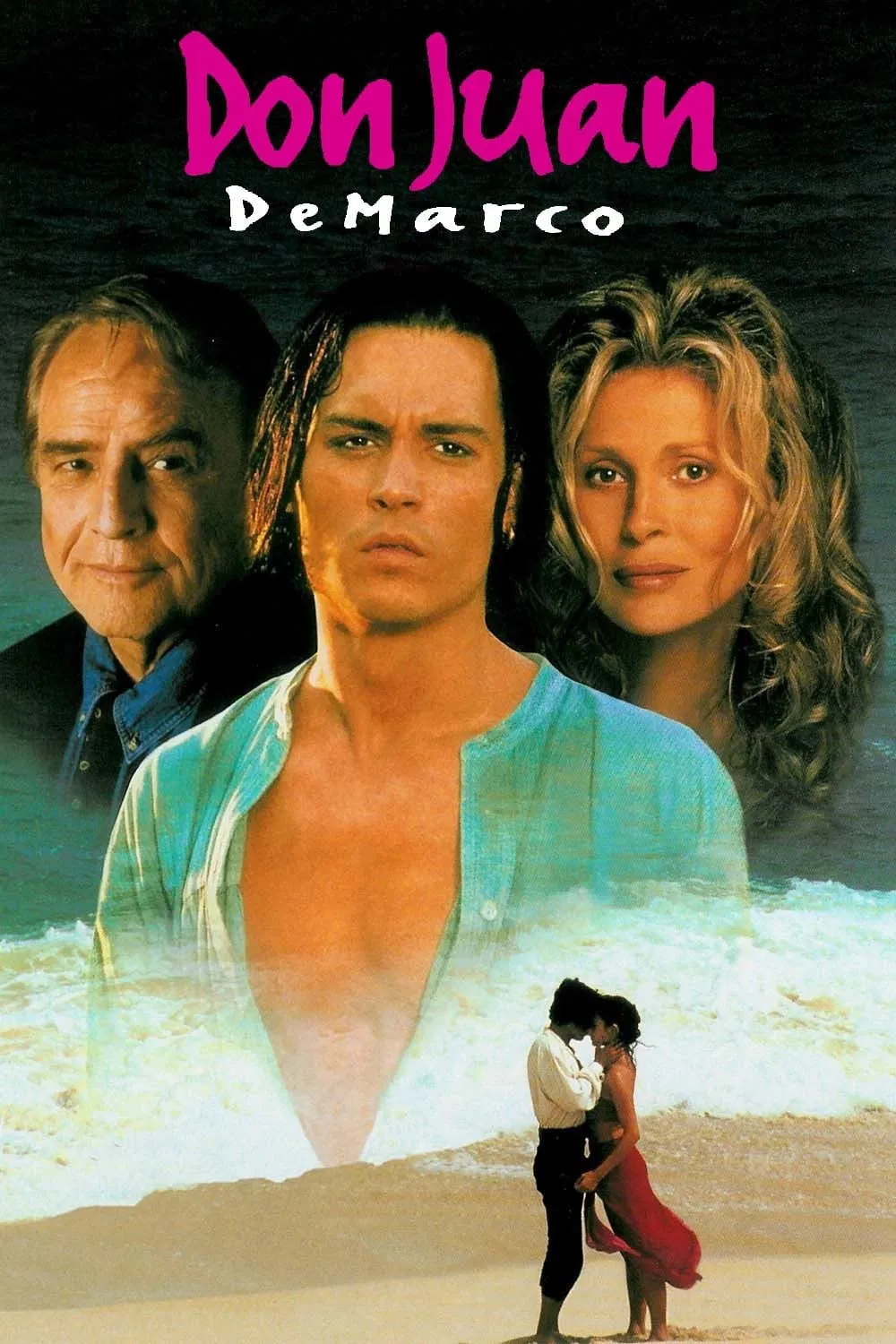 Poster chính thức của phim Phim Tình Cảm, Phim Tâm Lý "Don Juan DeMarco" (Don Juan DeMarco - 1994), với sự tham gia của diễn viên Johnny Depp và Marlon Brando.