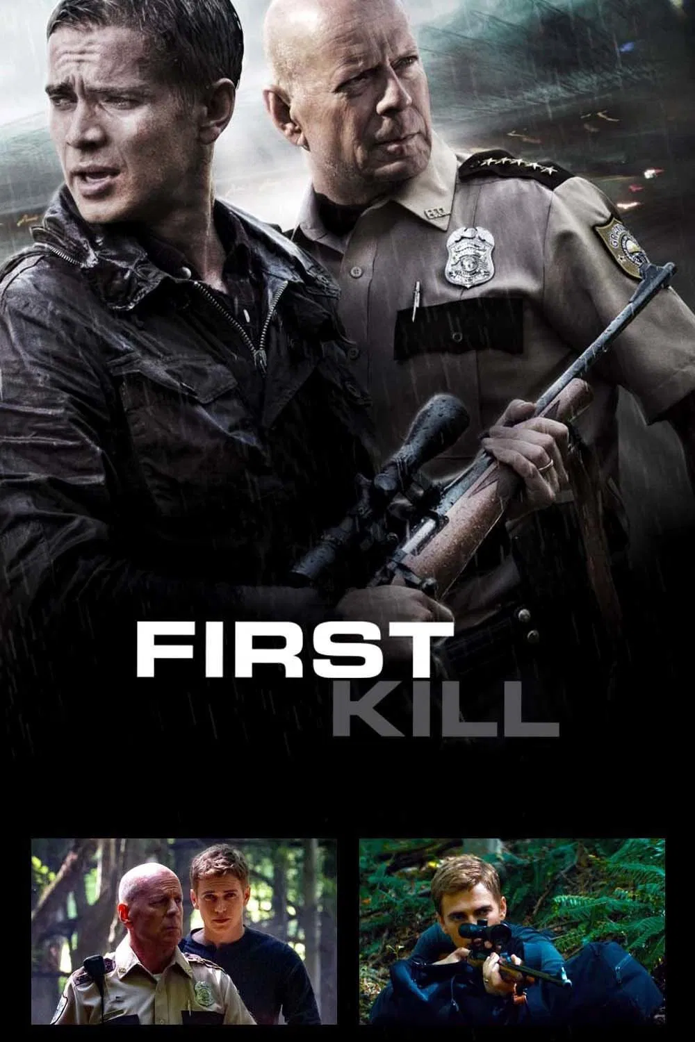 Poster chính thức của phim Phim Hành Động, Phim Giật Gân "Đòn Quyết Định" (First Kill - 2017), với sự tham gia của diễn viên Bruce Willis và Hayden Christensen.