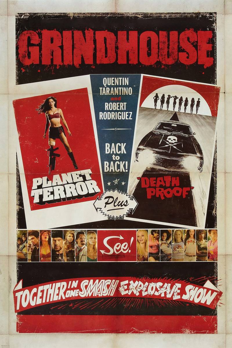 Poster chính thức của phim Phim Giật Gân, Phim Hành Động "Dòng Máu Sát Thủ" (Grindhouse - 2007), với sự tham gia của diễn viên Kurt Russell và Rose McGowan.