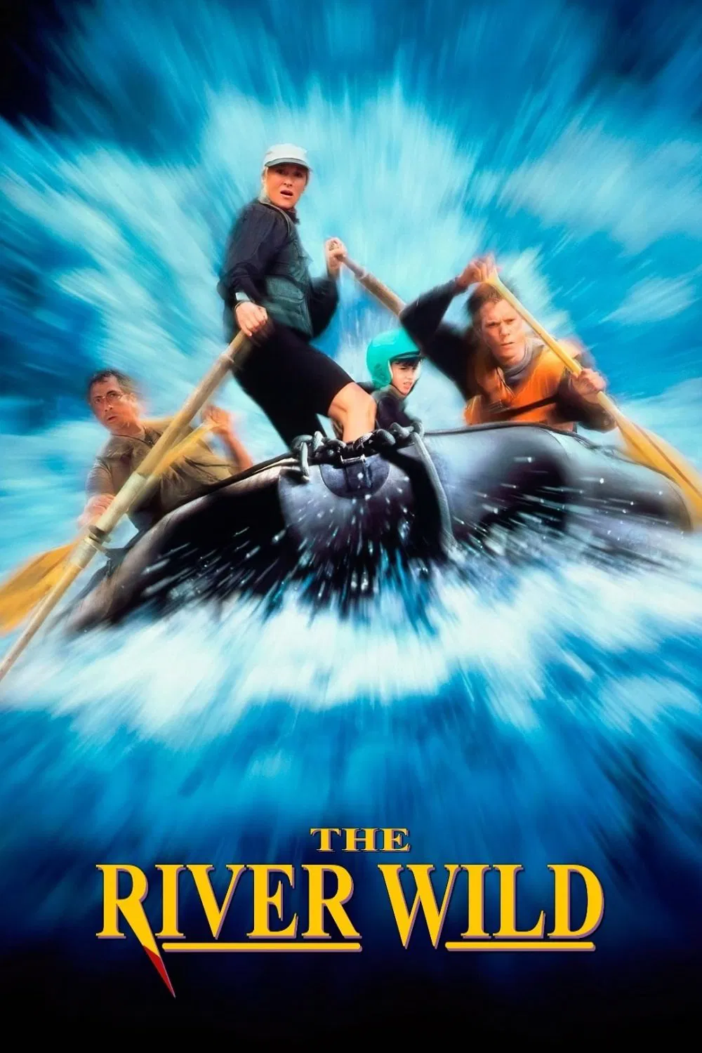 Poster chính thức của phim Phim Phiêu Lưu, Phim Giật Gân "Dòng Sông Hung Dữ" (The River Wild - 1994), với sự tham gia của diễn viên Meryl Streep và David Strathairn.
