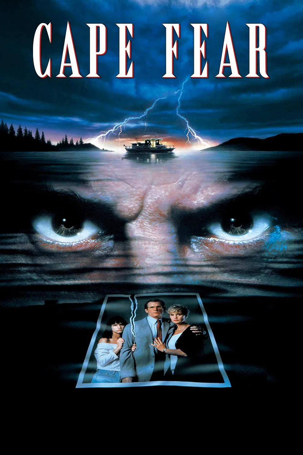 Poster chính thức của phim Phim Tâm Lý, Phim Hình Sự "Dòng Sông Kinh Hoàng" (Cape Fear - 1991), với sự tham gia của diễn viên Robert De Niro và Nick Nolte.