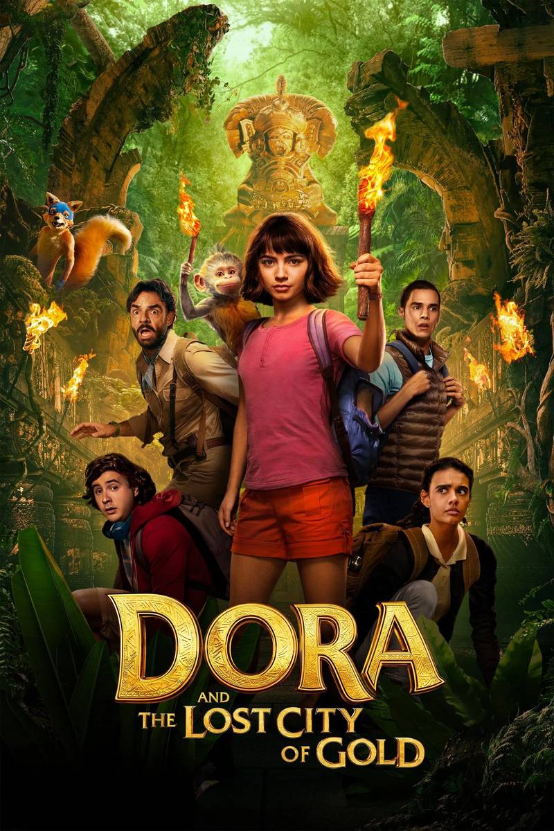 Poster chính thức của phim Phim Gia Đình, Phim Hài "Dora và Thành Phố Vàng Mất Tích" (Dora and the Lost City of Gold - 2019), với sự tham gia của diễn viên Isabela Merced và Jeffrey Wahlberg.