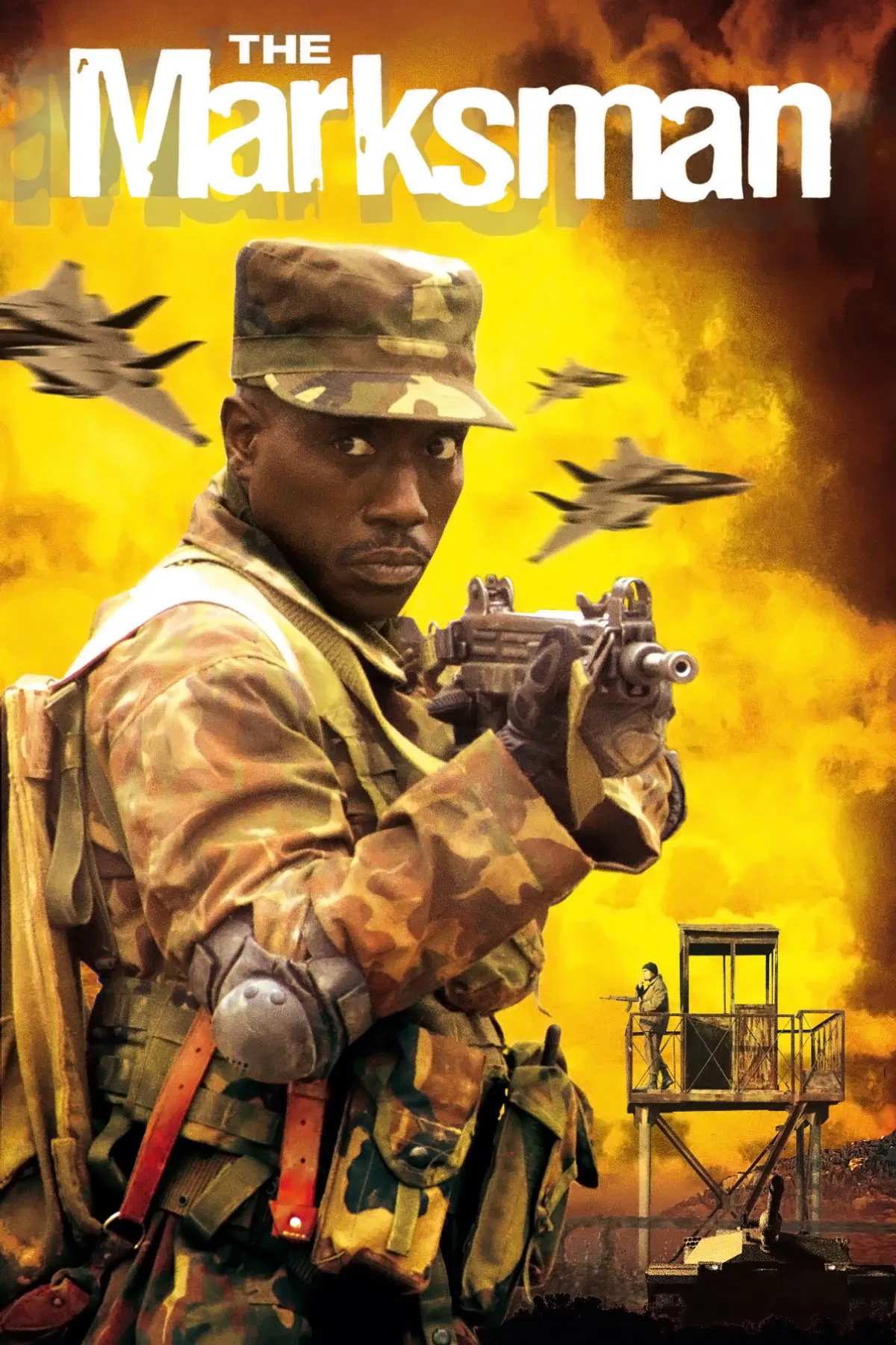 Poster chính thức của phim Phim Hành Động, Phim Phiêu Lưu "Đột Kích Bất Ngờ" (The Marksman - 2005), với sự tham gia của diễn viên Wesley Snipes và Emma Samms.