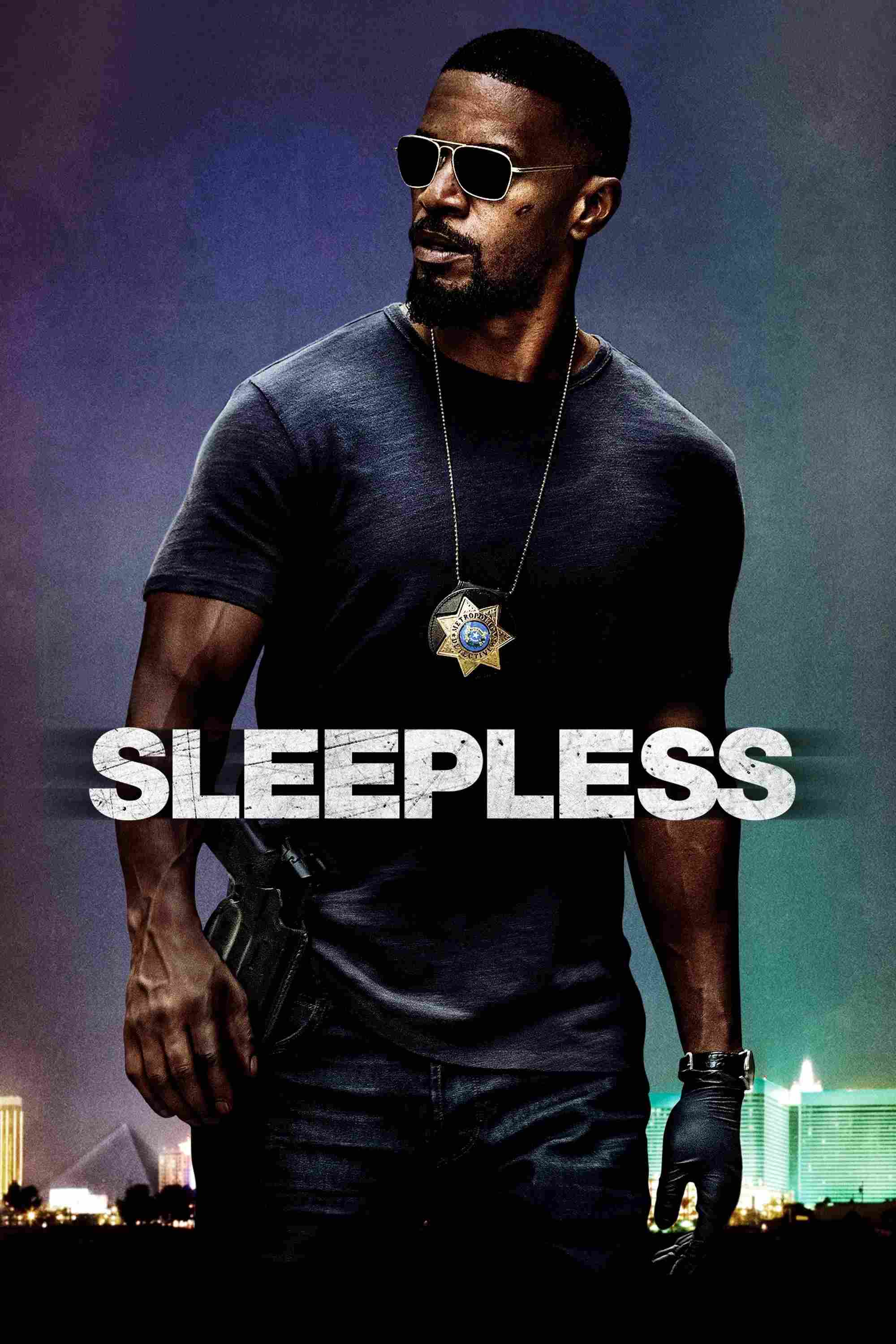 Poster chính thức của phim Phim Hành Động, Phim Hình Sự "Đột Kích Màn Đêm" (Sleepless - 2017), với sự tham gia của diễn viên Jamie Foxx và Michelle Monaghan.
