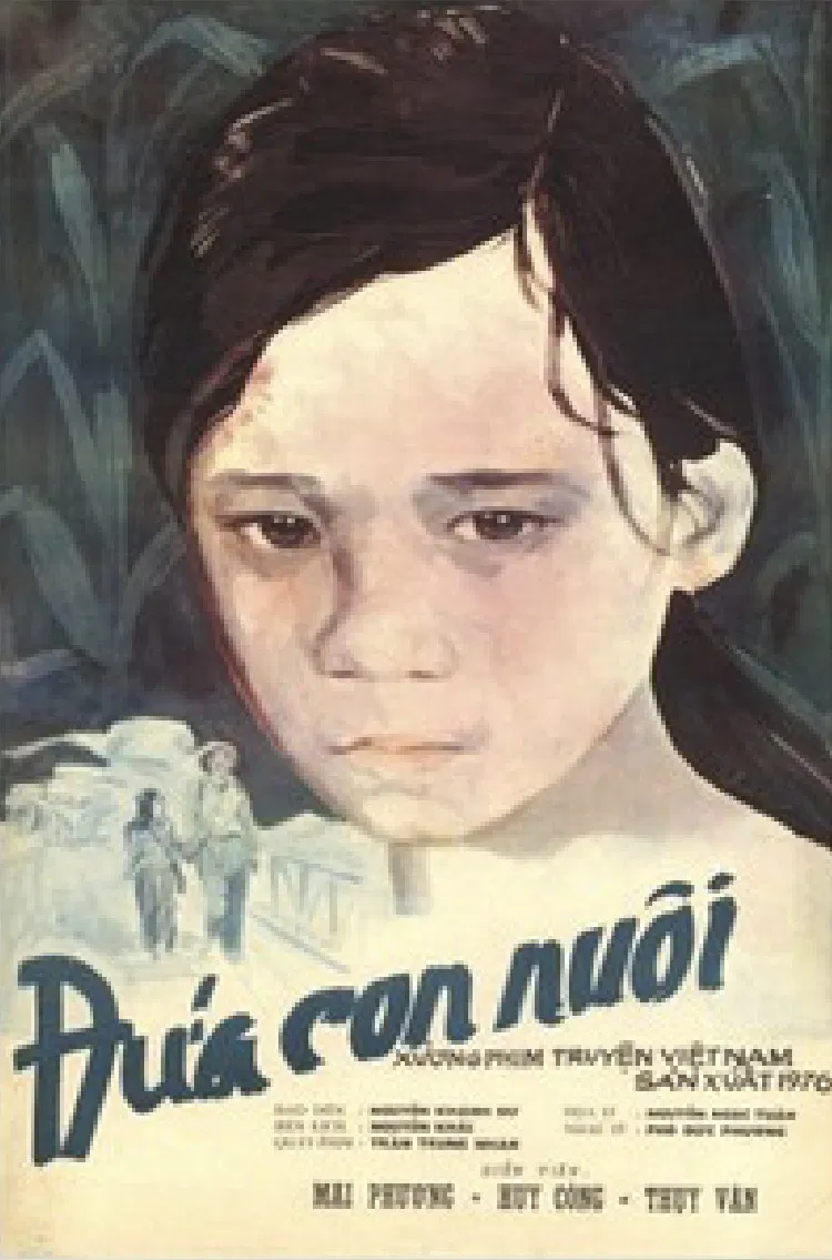 Poster chính thức của phim Phim Tâm Lý, Phim Chiến Tranh "Đứa Con Nuôi" (The Foster Child - 1977), với sự tham gia của diễn viên Mai Phương và Huy Công.