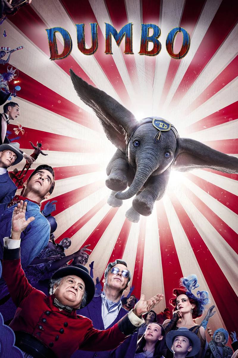 Poster chính thức của phim Phim Gia Đình, Phim Giả Tượng "Dumbo: Chú Voi Biết Bay" (Dumbo - 2019), với sự tham gia của diễn viên Colin Farrell và Michael Keaton.