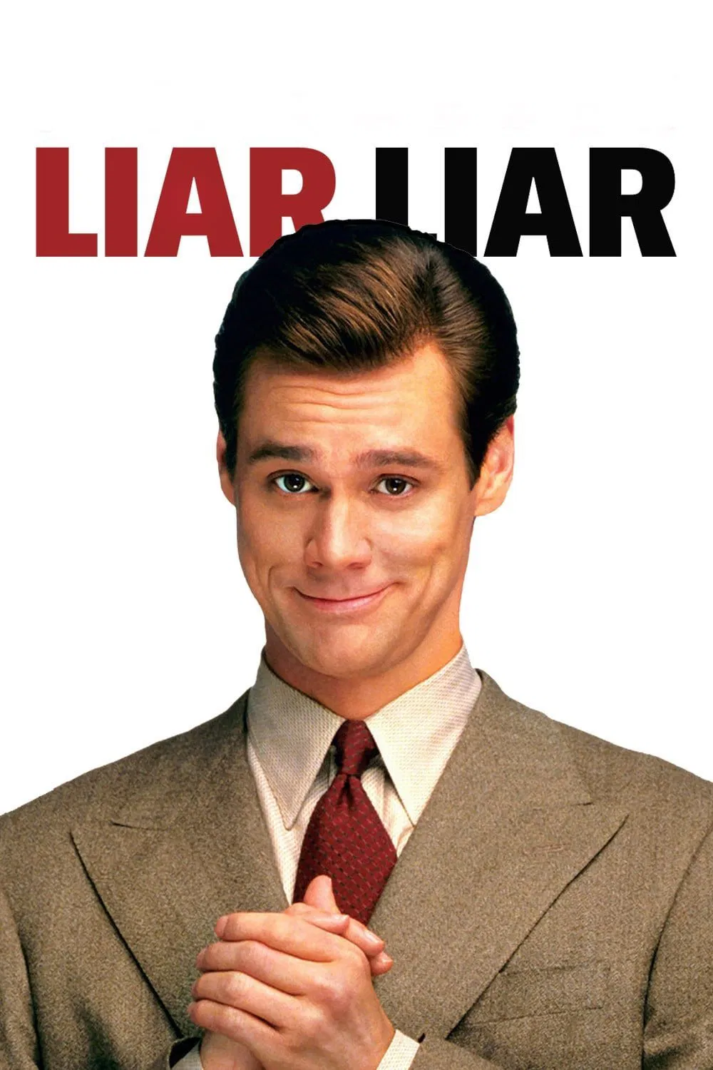 Poster chính thức của phim Phim Hài "Đừng nói dối, bố ơi" (Liar Liar - 1997), với sự tham gia của diễn viên Jim Carrey và Maura Tierney.