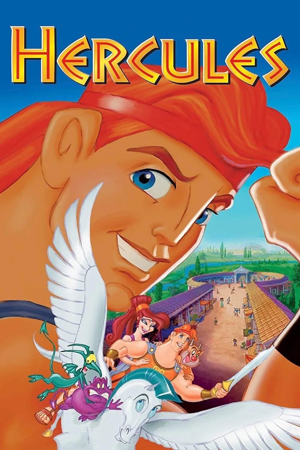 Poster chính thức của phim Phim Hoạt Hình, Phim Gia Đình "Dũng Sĩ Hecquyn" (Hercules - 1997), với sự tham gia của diễn viên Tate Donovan và Josh Keaton.
