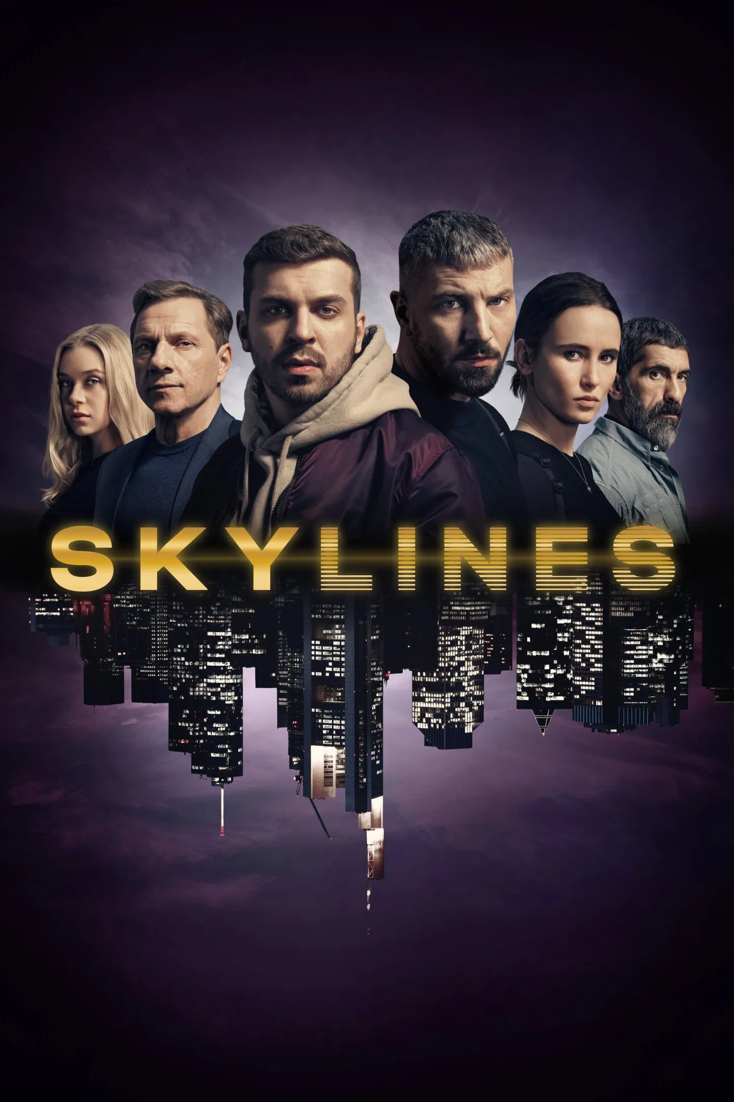 Poster chính thức của phim Phim Tâm Lý, Phim Hình Sự "Đường Chân Trời" (Skylines - 2019), với sự tham gia của diễn viên Edin Hasanović và Peri Baumeister.
