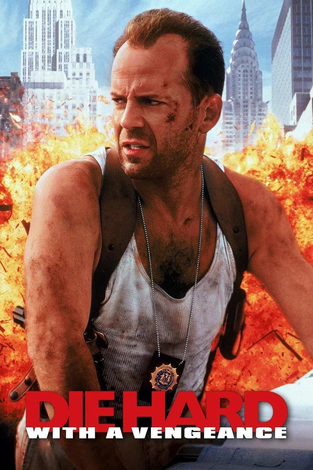Poster chính thức của phim Phim Hành Động, Phim Giật Gân "Đương Đầu Với Thử Thách 3" (Die Hard: With a Vengeance - 1995), với sự tham gia của diễn viên Bruce Willis và Samuel L. Jackson.