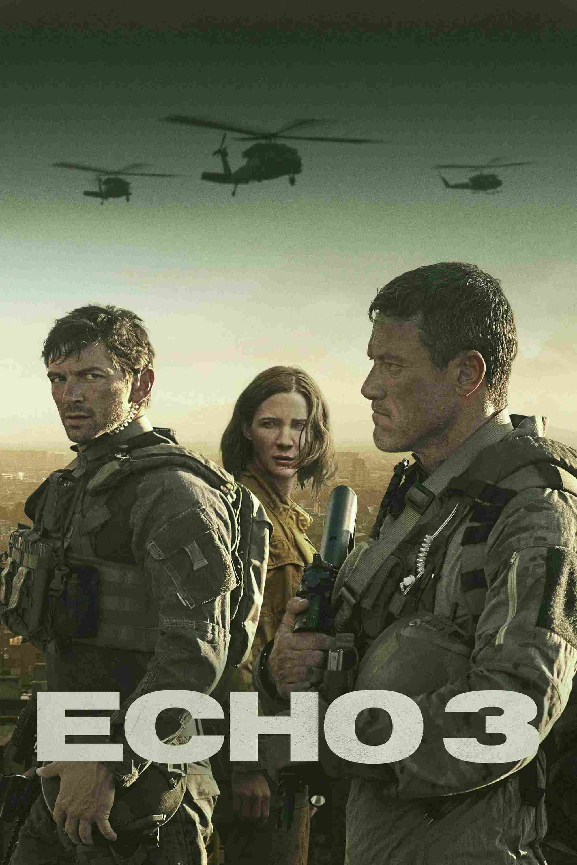 Poster chính thức của phim Phim Tâm Lý, Phim Hành Động & Phiêu Lưu "Echo 3" (Echo 3 - 2022), với sự tham gia của diễn viên Luke Evans và Michiel Huisman.