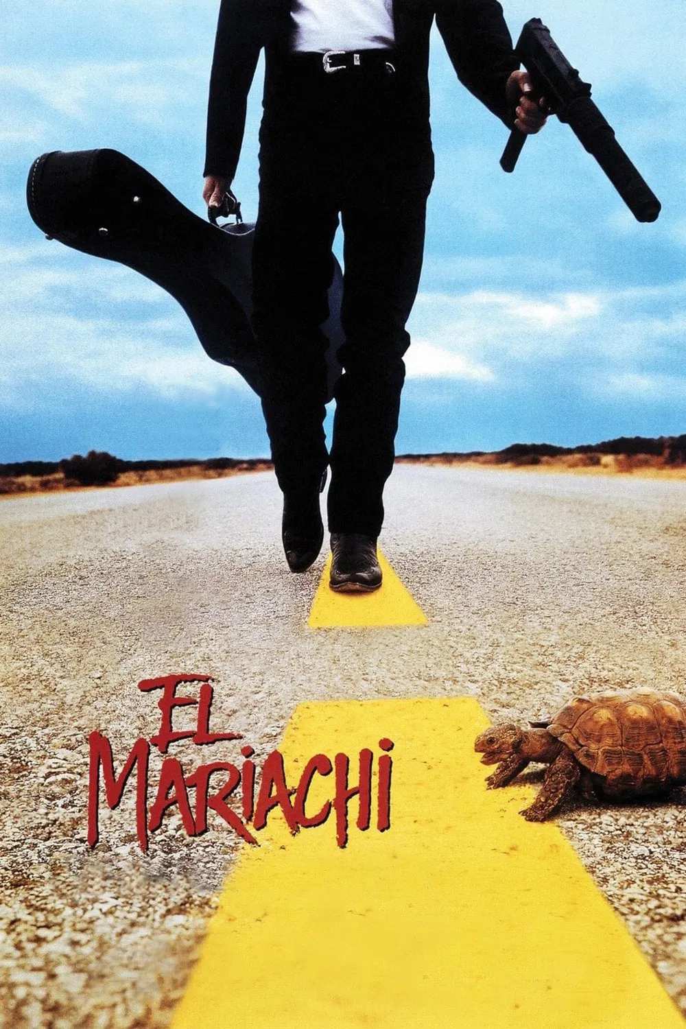 Poster chính thức của phim Phim Hành Động, Phim Hình Sự "El Mariachi" (El Mariachi - 1993), với sự tham gia của diễn viên Carlos Gallardo và Consuelo Gómez.