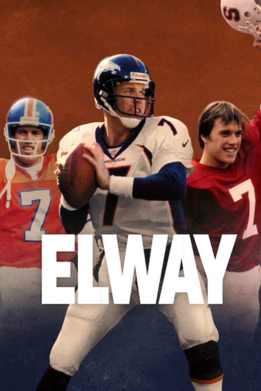 Poster chính thức của phim Phim Tài Liệu "Elway" (Elway - 2025), với sự tham gia của diễn viên John Elway và Adam Schefter.