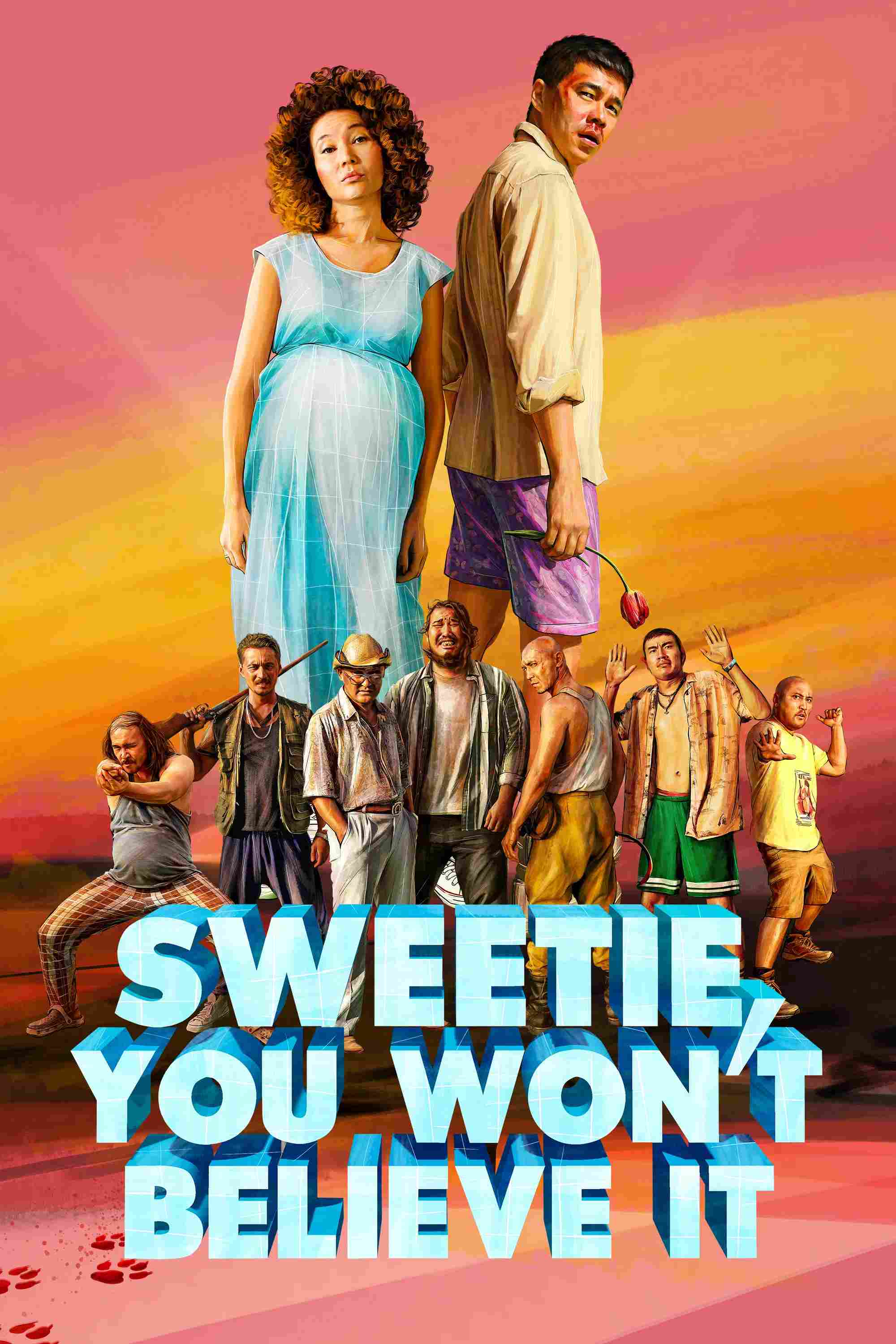 Poster chính thức của phim Phim Hài, Phim Giật Gân "Em yêu, em sẽ không tin đâu" (Sweetie, You Won't Believe It - 2020), với sự tham gia của diễn viên Daniyar Alshinov và Azamat Marklenov.