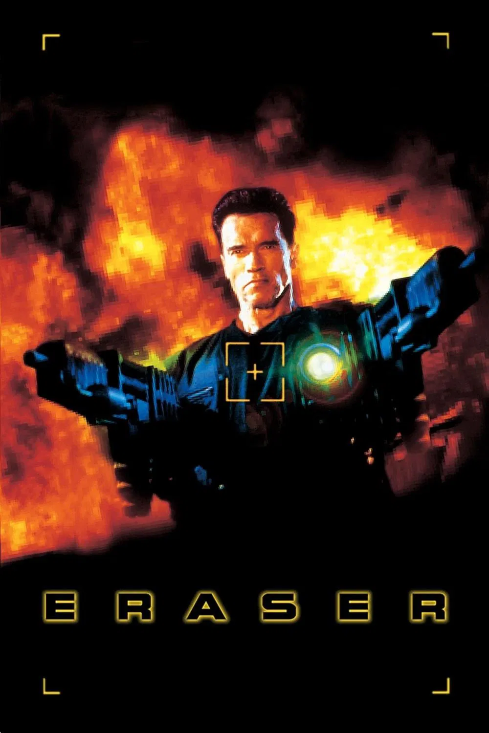 Poster chính thức của phim Phim Hành Động, Phim Bí Ẩn "Eraser" (Eraser - 1996), với sự tham gia của diễn viên Arnold Schwarzenegger và Vanessa Williams.