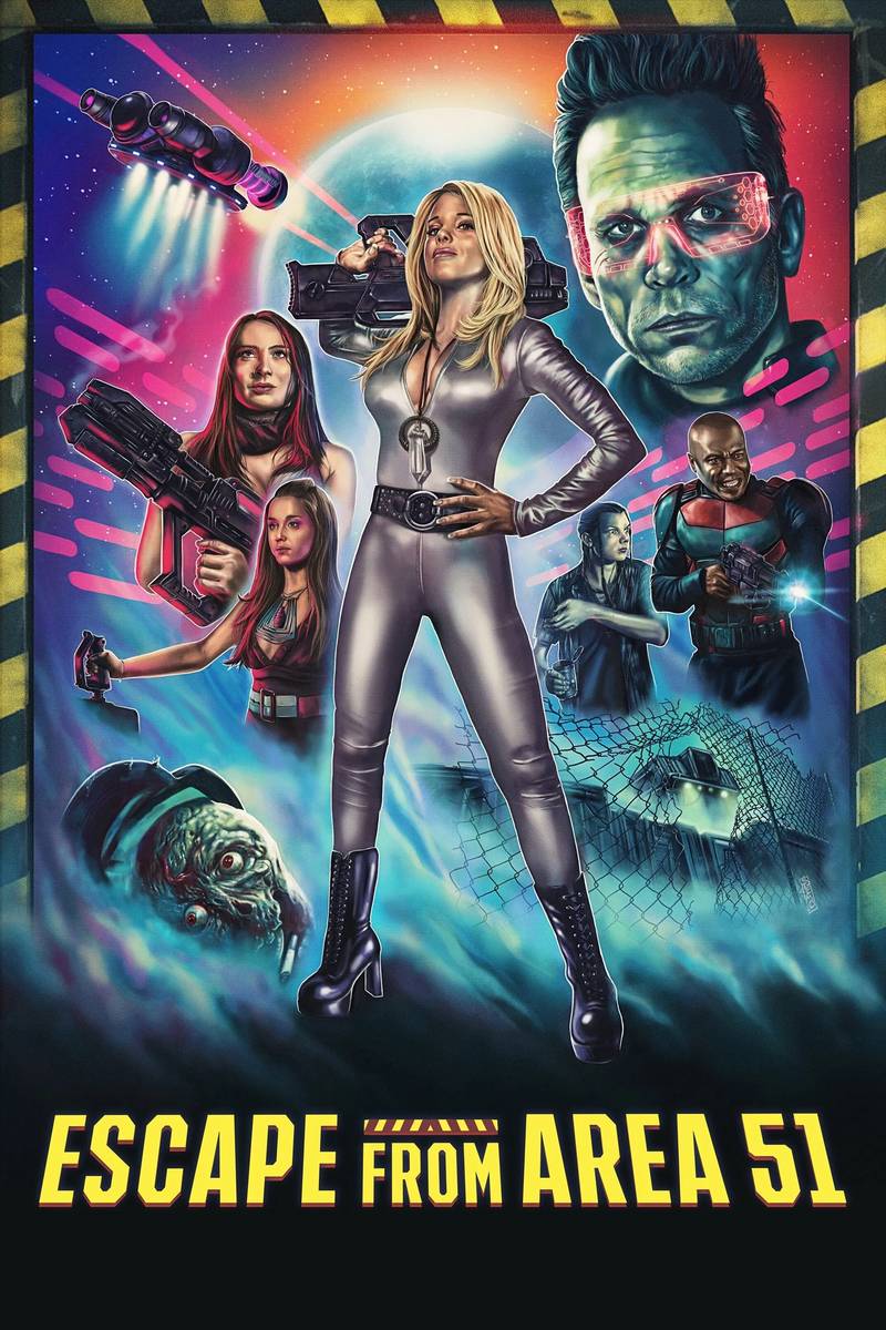 Poster chính thức của phim Phim Viễn Tưởng, Phim Hài "Escape From Area 51" (Escape from Area 51 - 2021), với sự tham gia của diễn viên Donna D'Errico và Chris Browning.