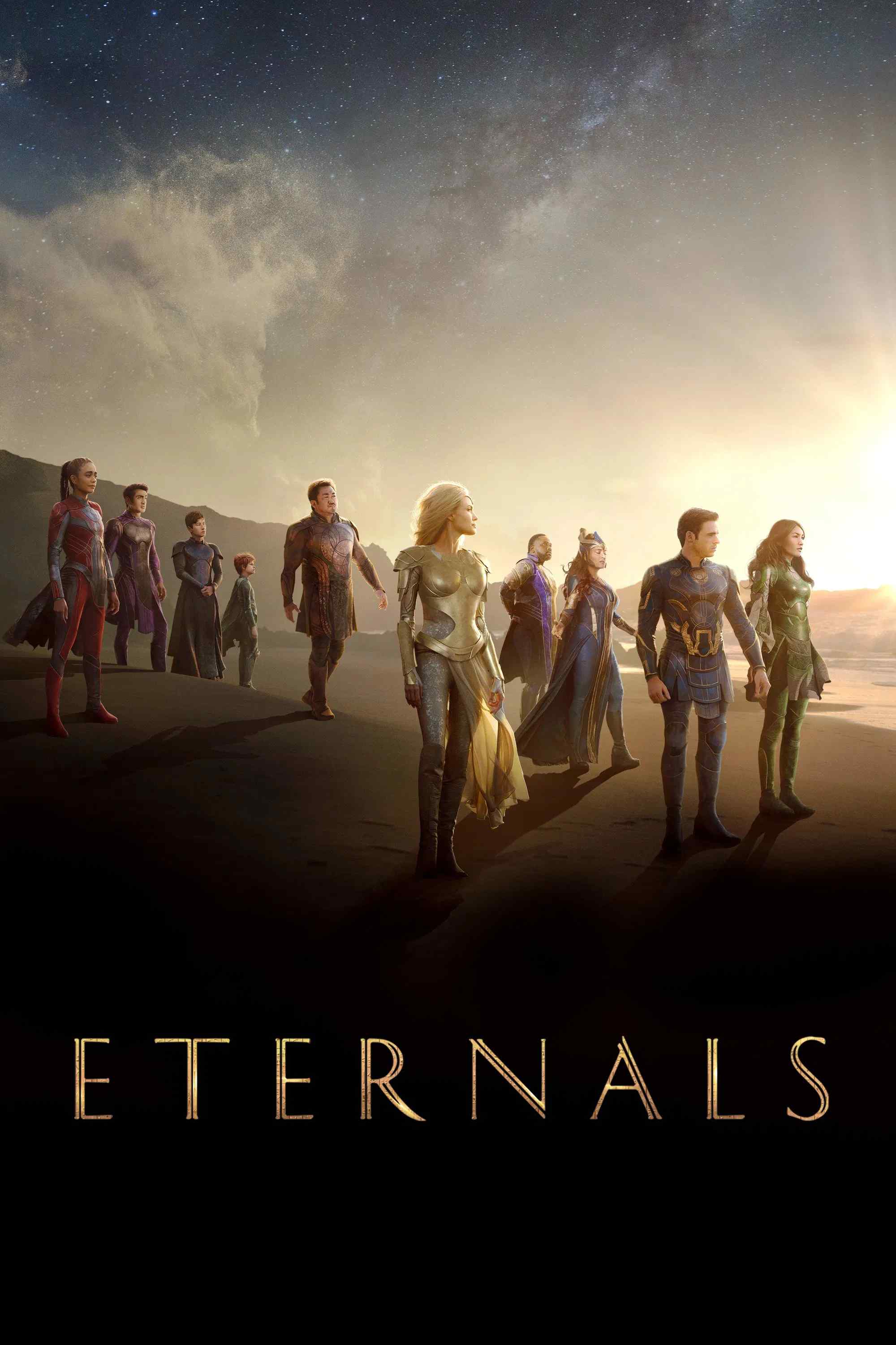 Poster chính thức của phim Phim Viễn Tưởng, Phim Hành Động "Eternals: Chủng Tộc Bất Tử" (Eternals - 2021), với sự tham gia của diễn viên Gemma Chan và Richard Madden.