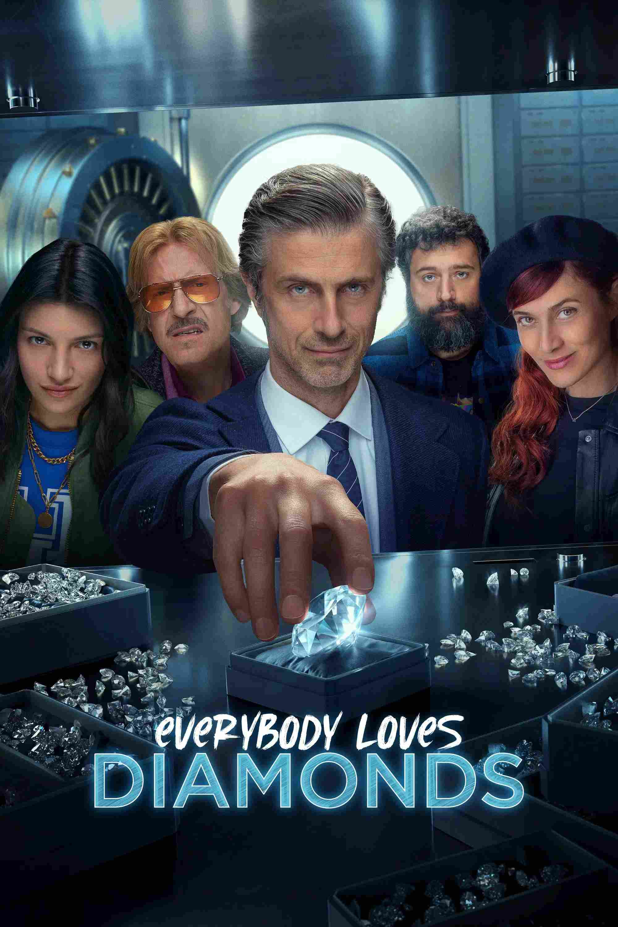 Poster chính thức của phim Phim Tâm Lý, Phim Hình Sự "Everybody Loves Diamonds" (Everybody Loves Diamonds - 2023), với sự tham gia của diễn viên Kim Rossi Stuart và Anna Foglietta.