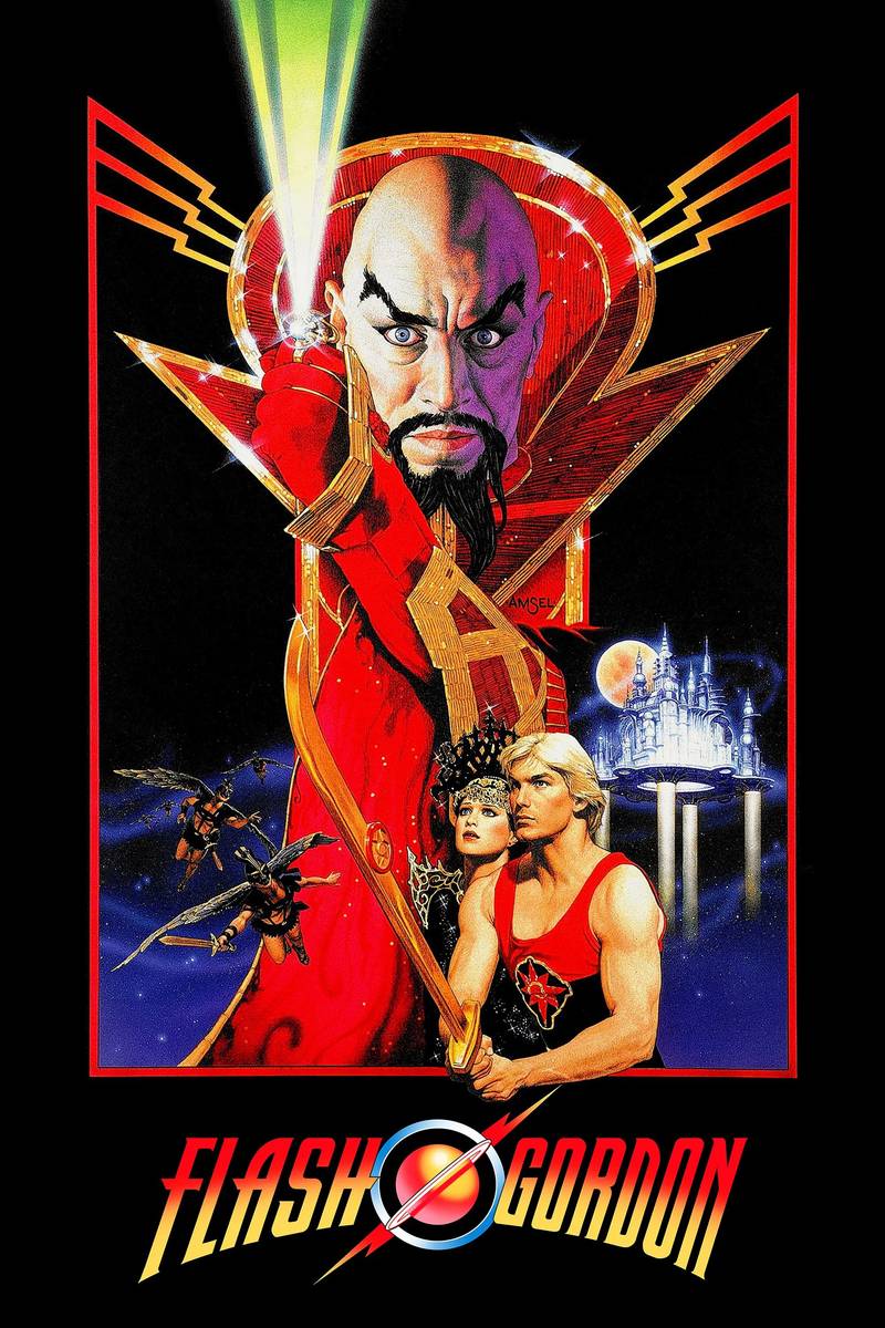 Poster chính thức của phim Phim Viễn Tưởng, Phim Phiêu Lưu "Flash Gordon" (Flash Gordon - 1980), với sự tham gia của diễn viên Sam J. Jones và Melody Anderson.