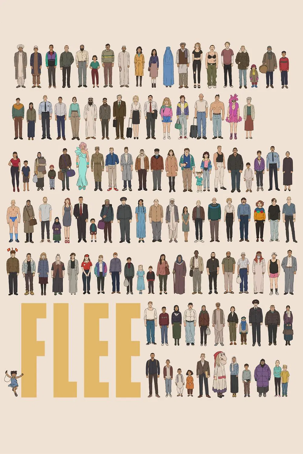 Poster chính thức của phim Phim Tài Liệu, Phim Hoạt Hình "Flee" (Flee - 2021), với sự tham gia của diễn viên Belal Faiz và Rashid Aitouganov.