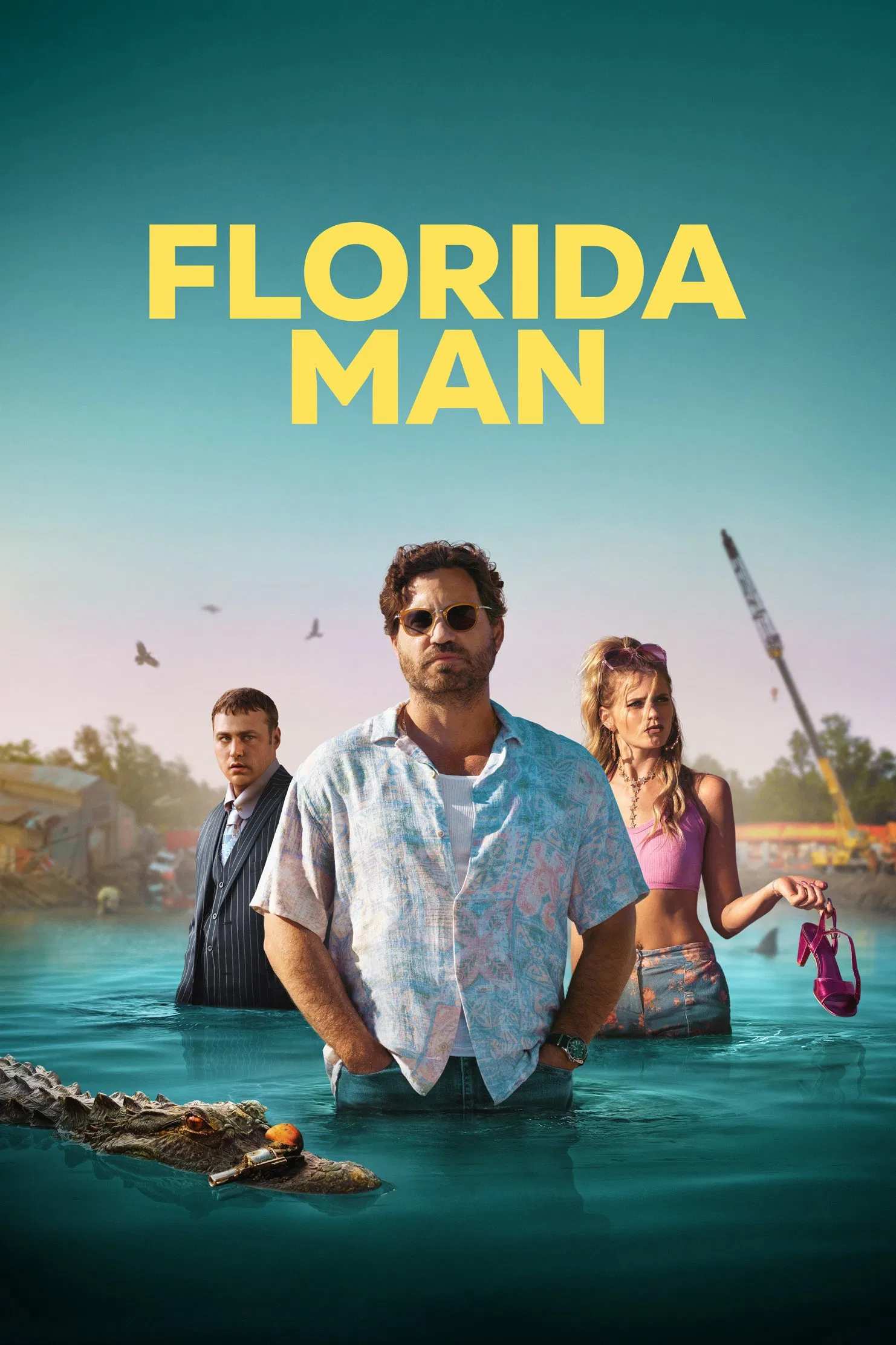 Poster chính thức của phim Phim Bí Ẩn, Phim Hài "Florida Man" (Florida Man - 2023), với sự tham gia của diễn viên Edgar Ramírez và Abbey Lee.