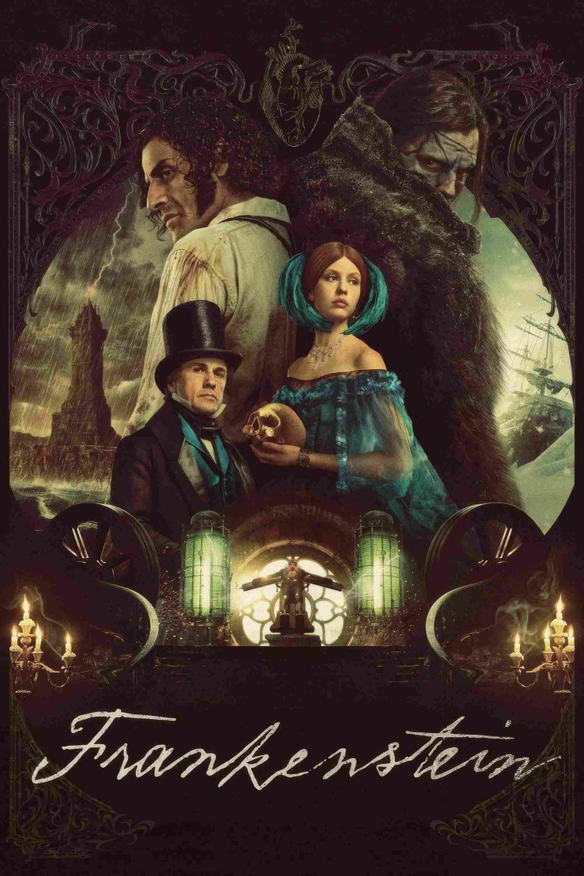 Poster chính thức của phim Phim Tâm Lý, Phim Kinh Dị "Frankenstein" (Frankenstein - 2025), với sự tham gia của diễn viên Oscar Isaac và Jacob Elordi.